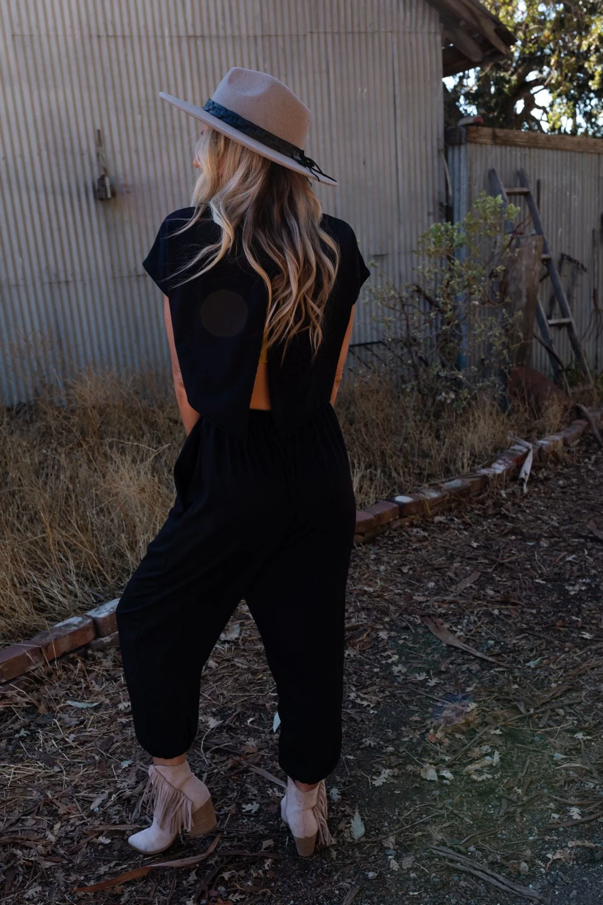 The Nest Midsummer Morocco Open Back Jumpsuit - Black - Image 4