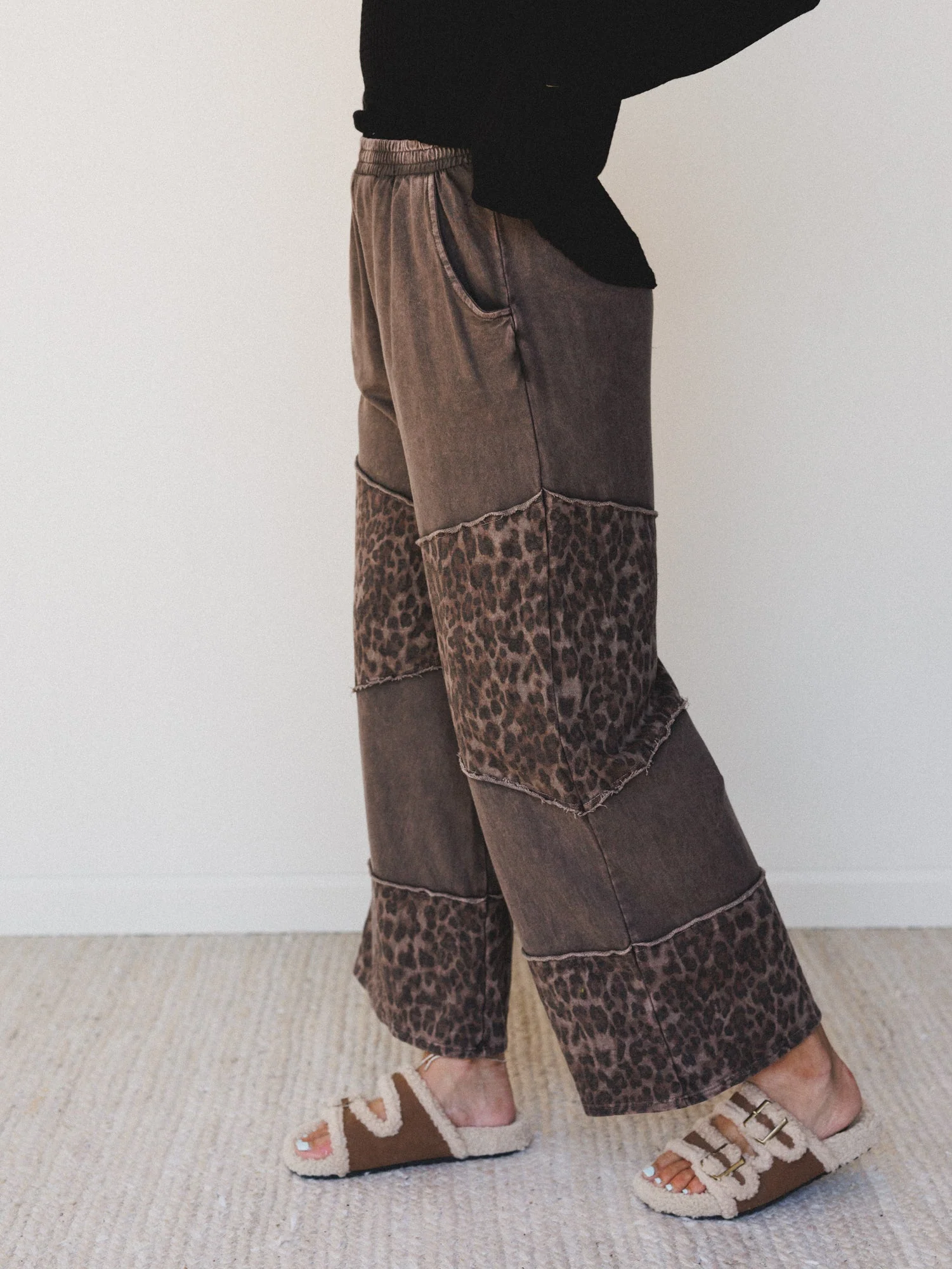 Milana Leopard Print Wide Leg Pants - Brown - Image 3