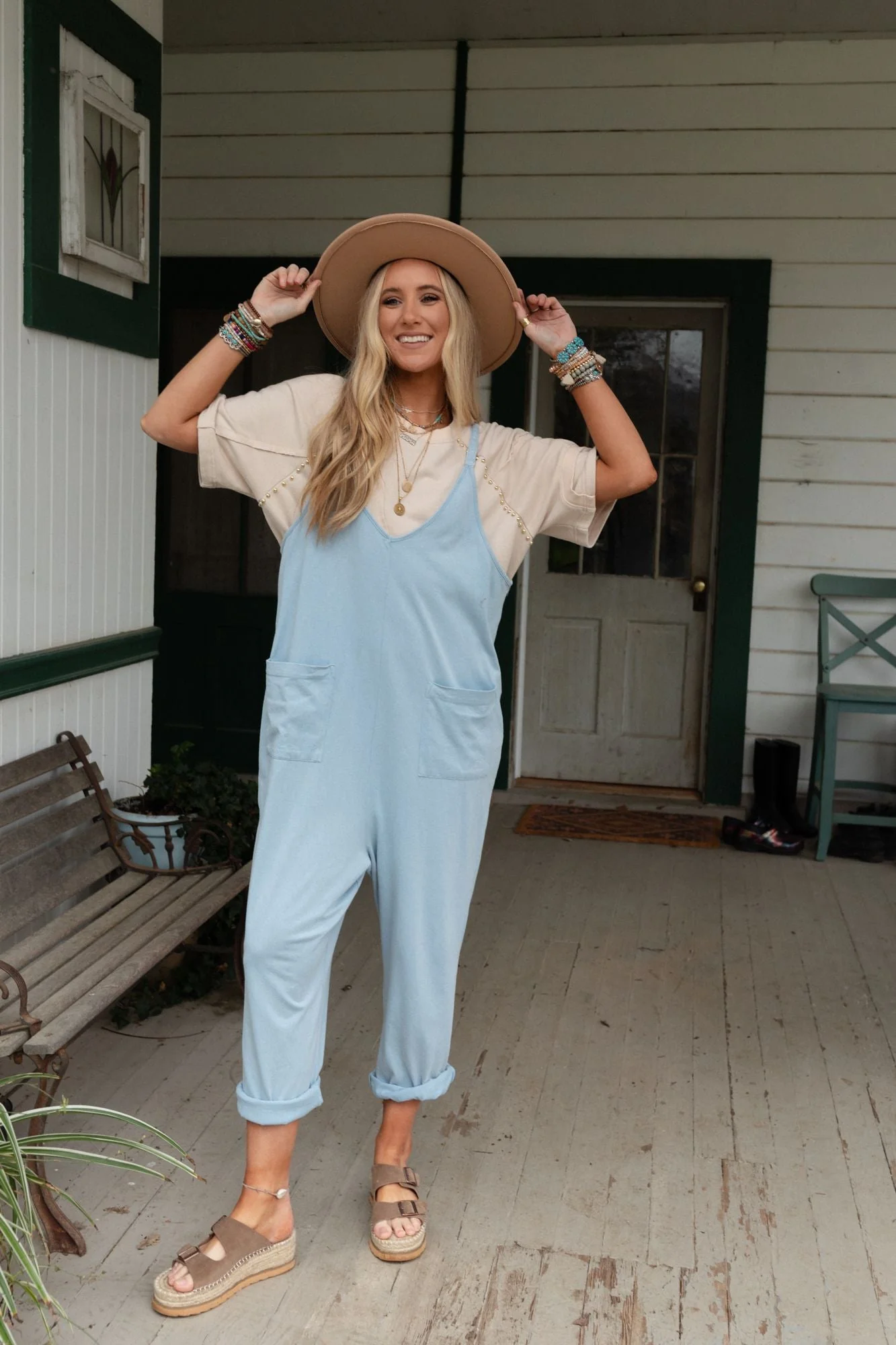 Mitzy V Neck Jumpsuit - Blue - Image 10