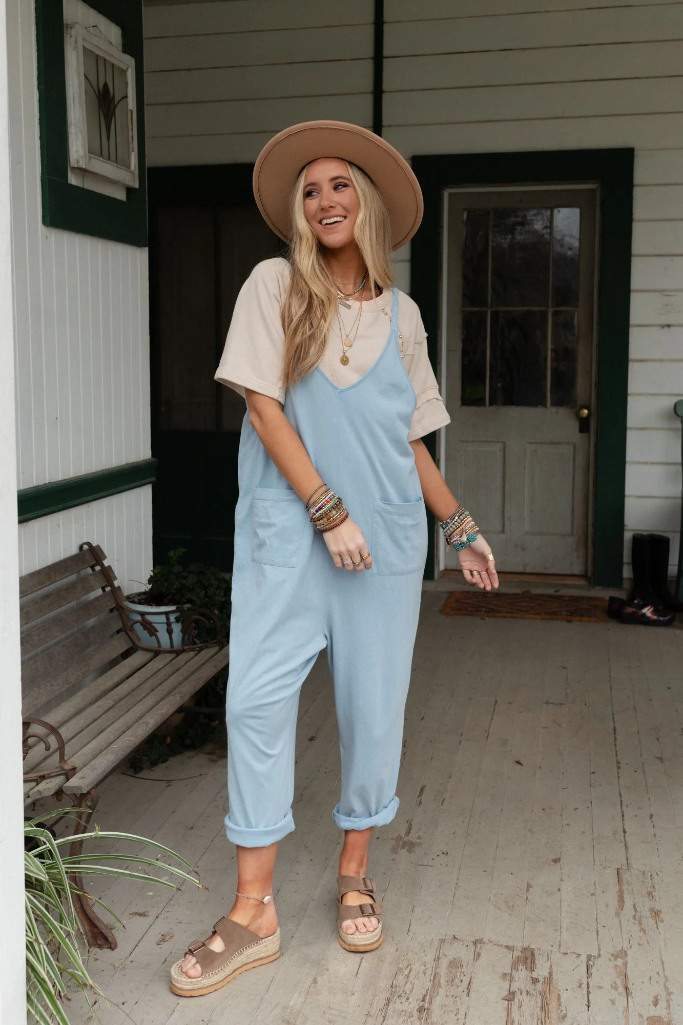 Mitzy V Neck Jumpsuit - Blue - Image 4