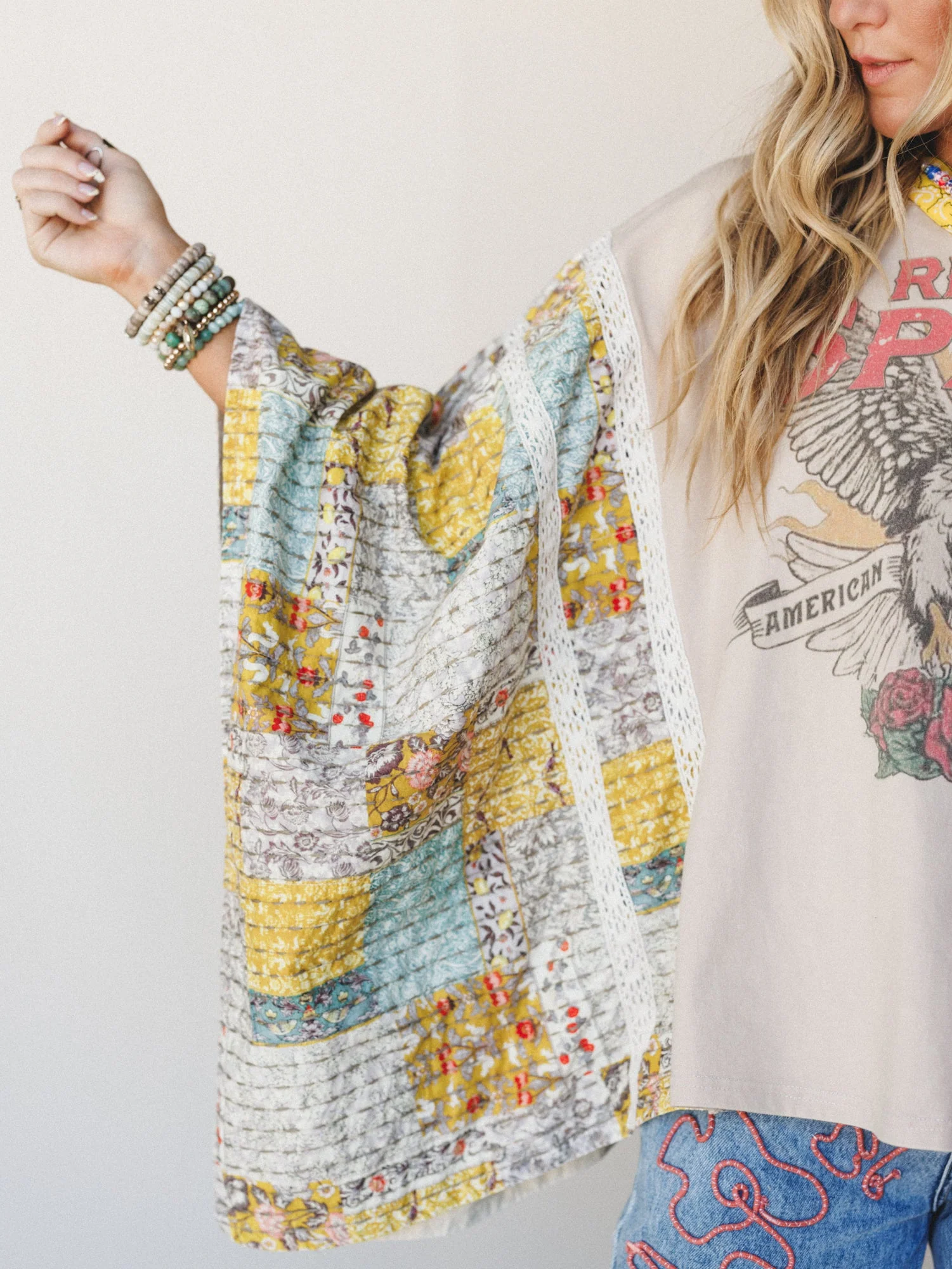 Mixed with Love Poncho - Tan Multi - Image 3