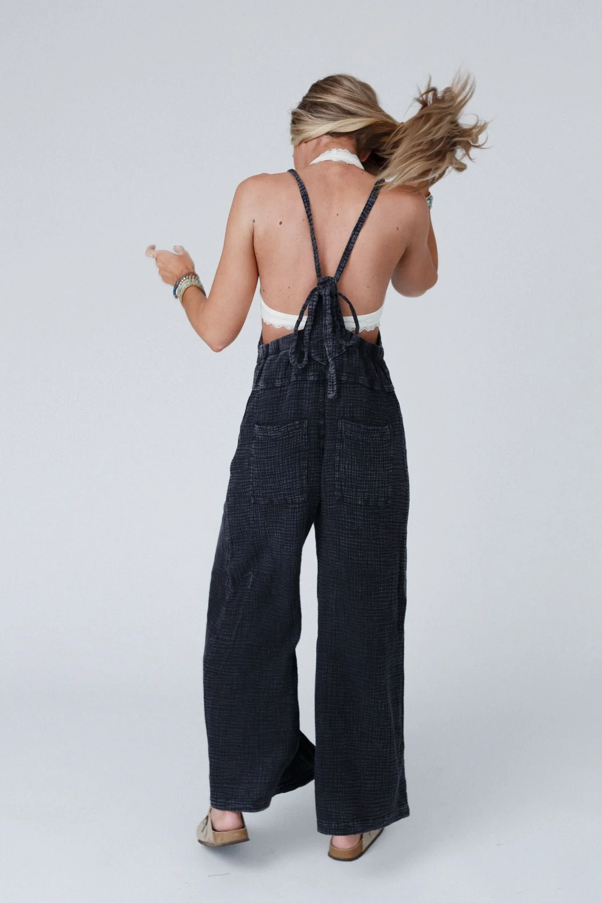 Molly Tie Back Overalls - Black - Image 4