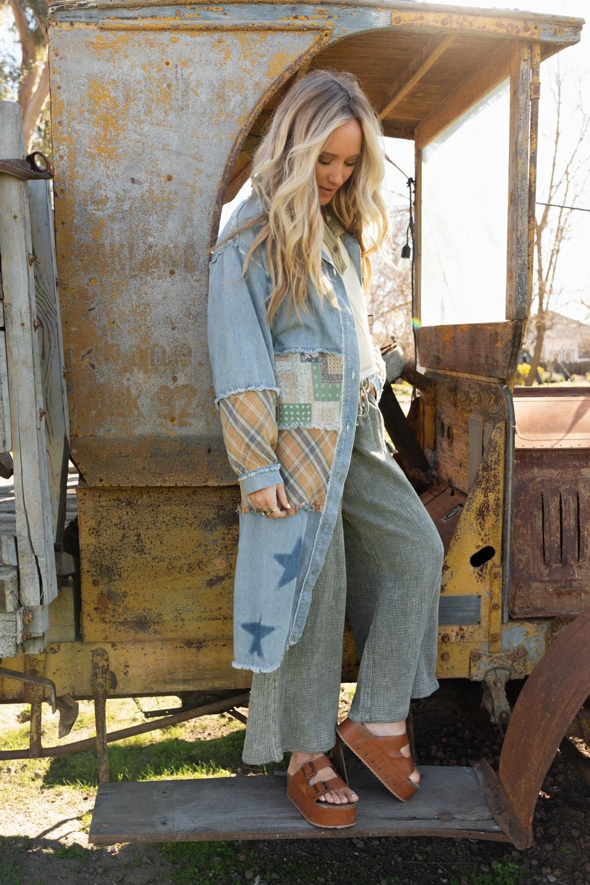Monroe Patchwork Duster Jacket - Denim - Image 7