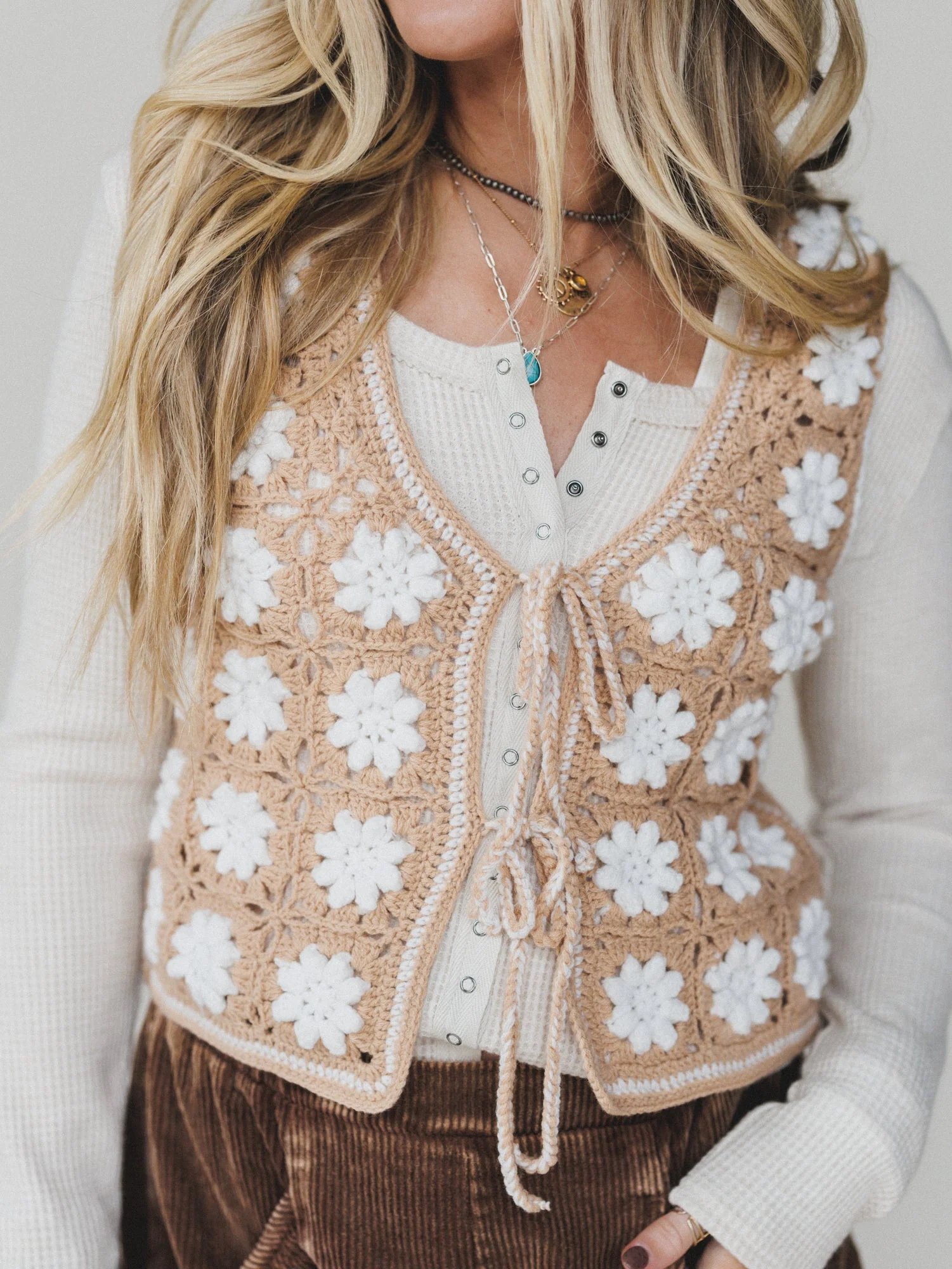 Moonflower Crochet Vest - Camel - Pre Order - Image 2