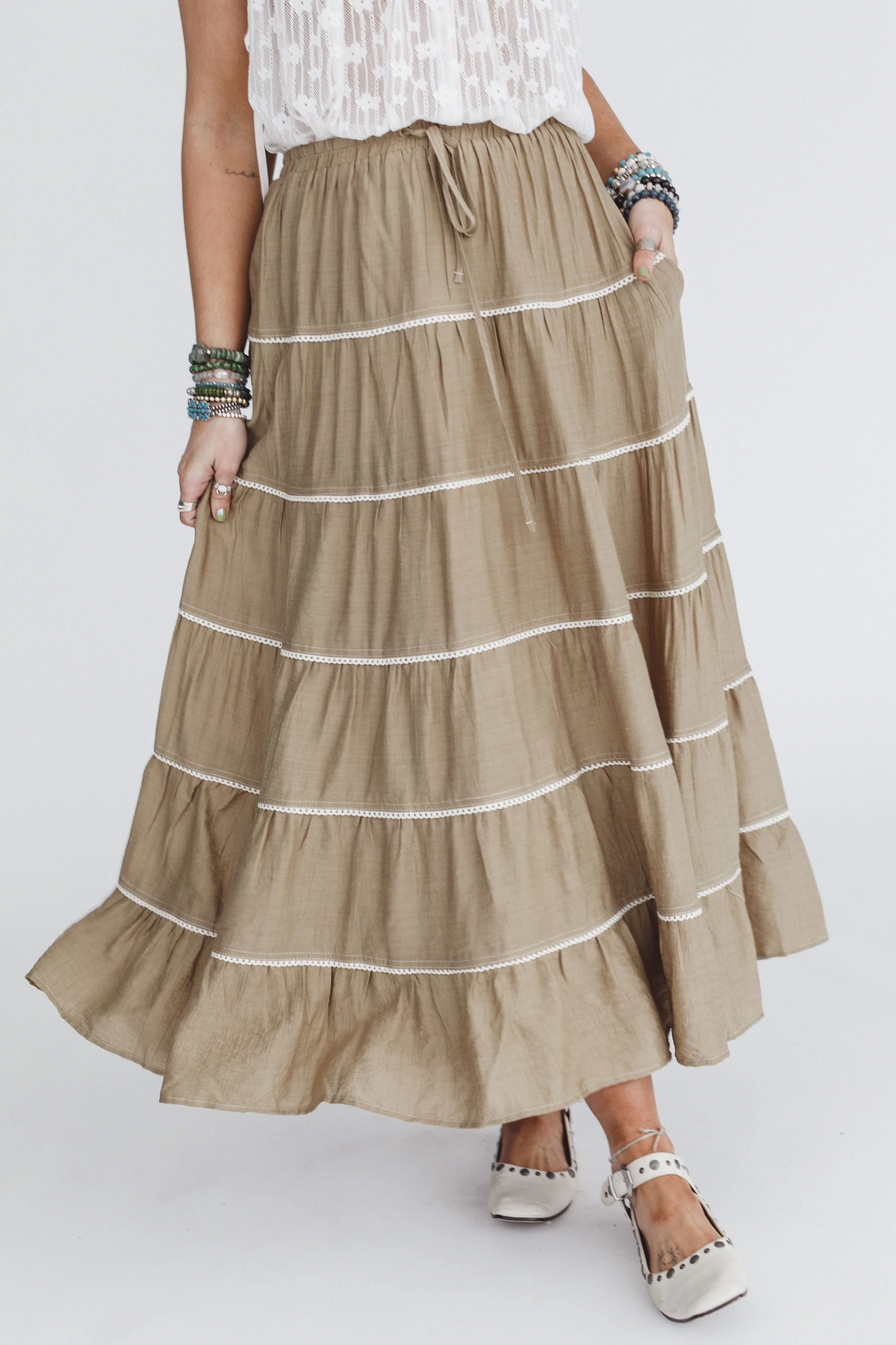 Mossy Grove Maxi Skirt - Olive - Image 4
