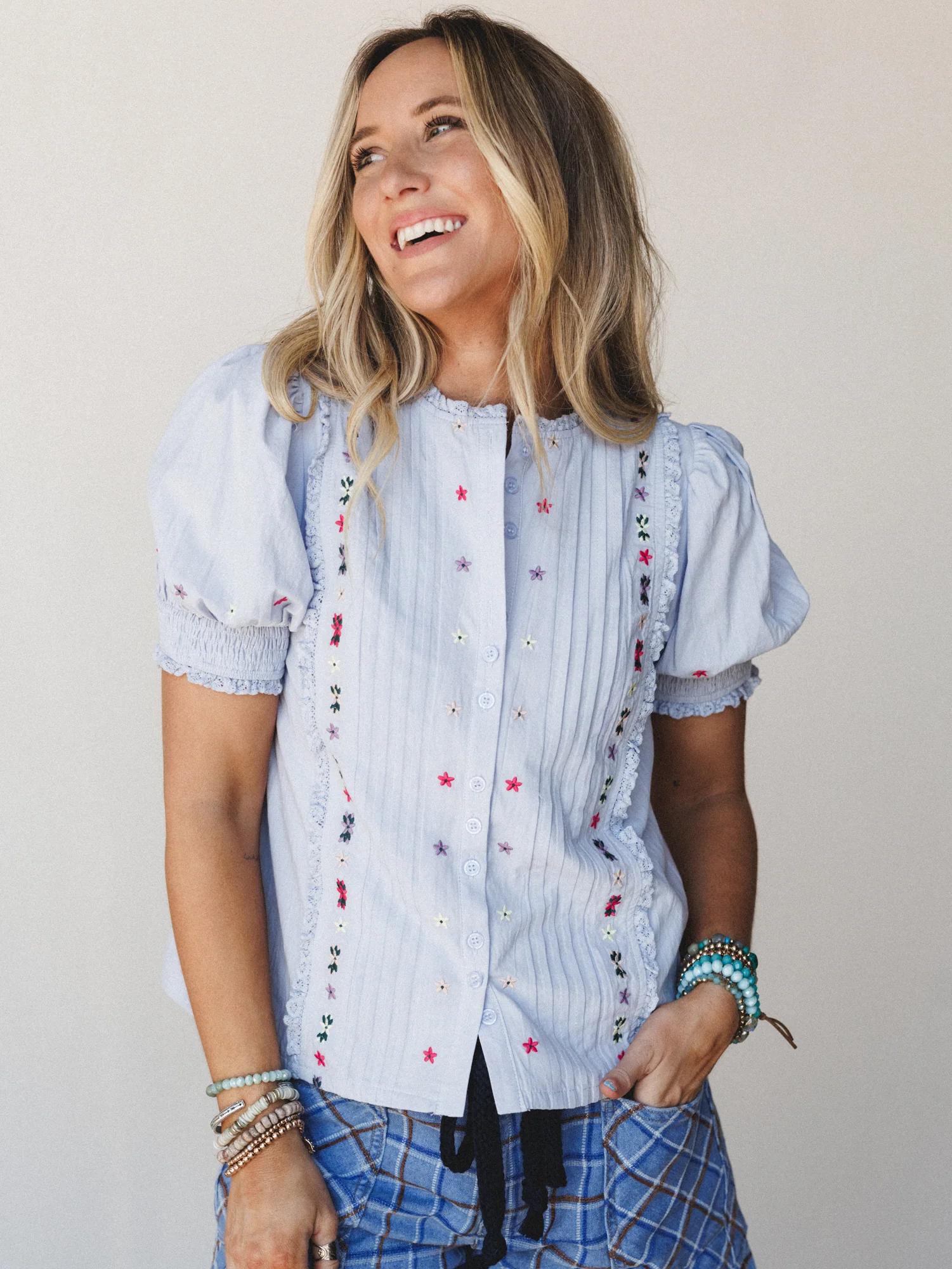 Mountain Maiden Blouse - Misty Blue