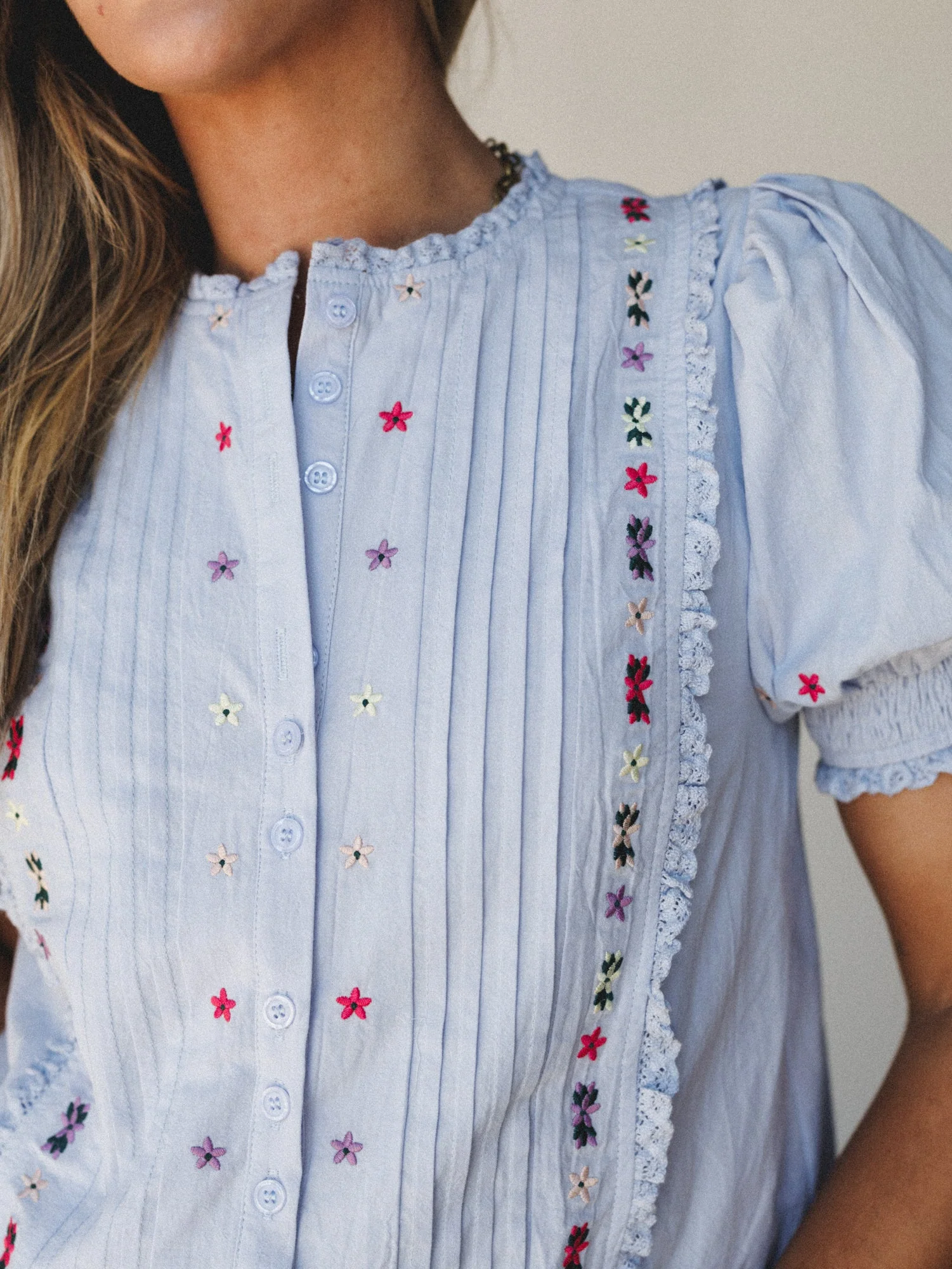 Mountain Maiden Blouse - Misty Blue - Image 2