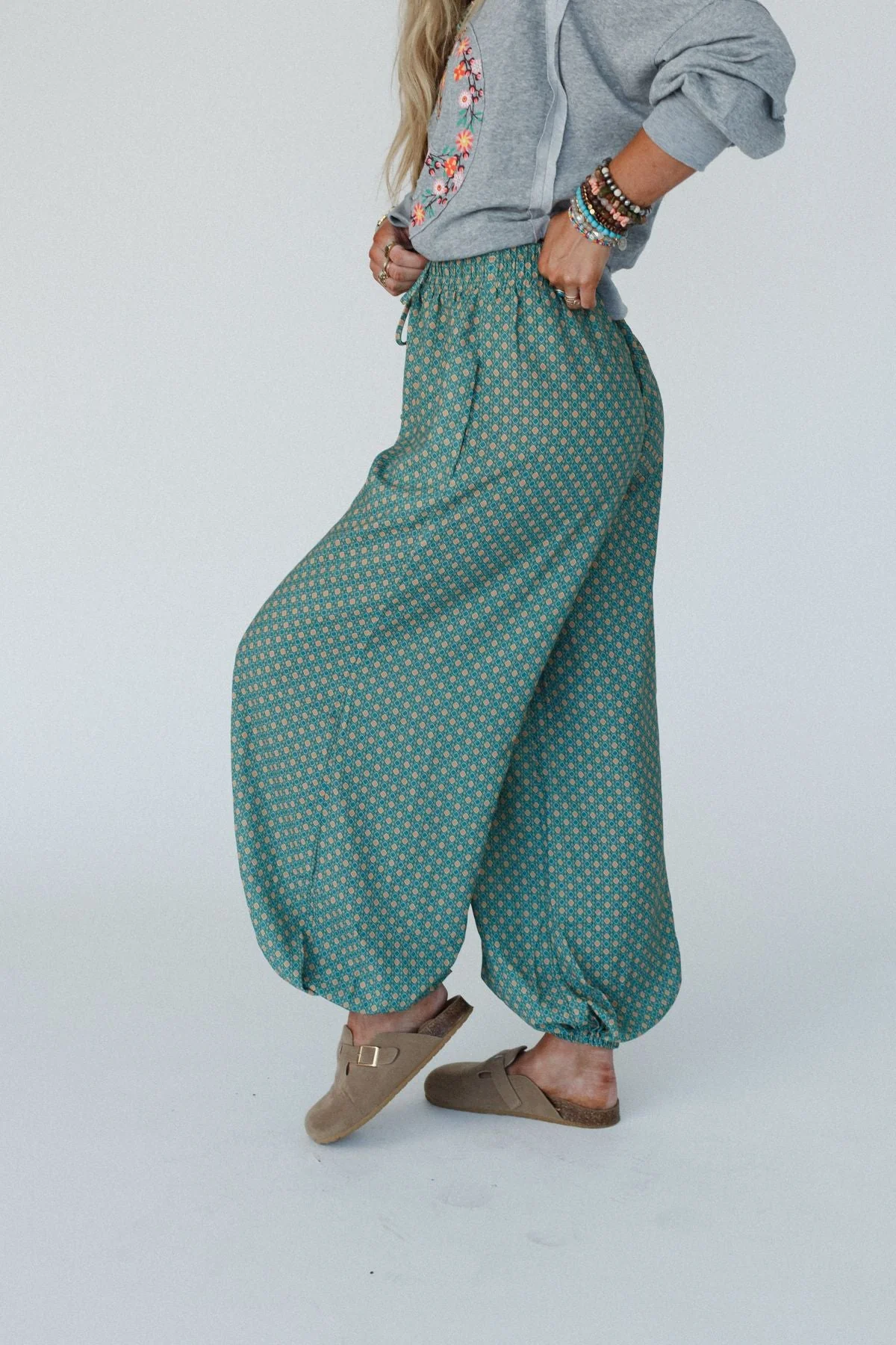 The Nest Mystic Mirage Printed Joggers - Teal - Image 6