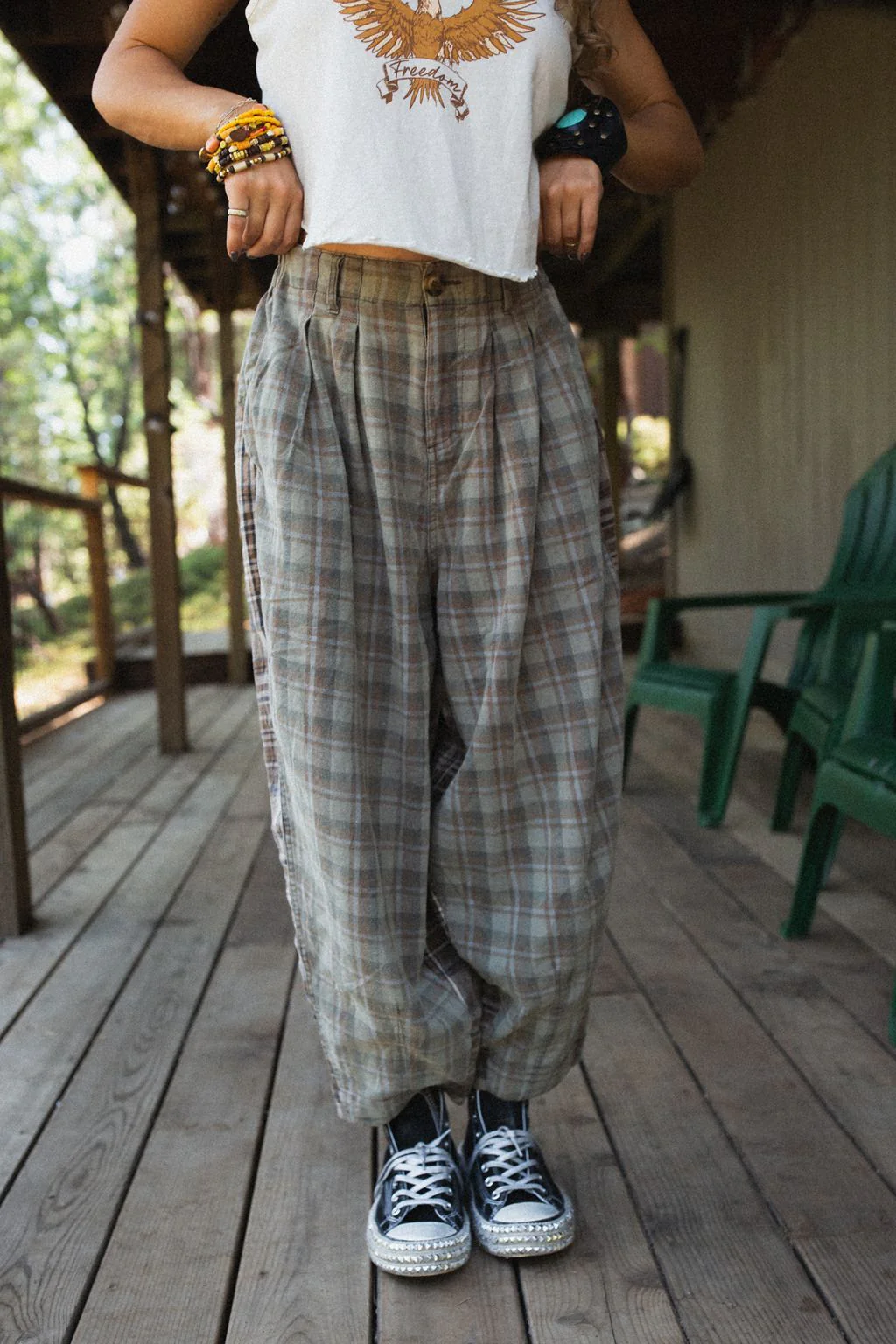 Mystic Plaid Wide Leg Pants - Brown - Image 6