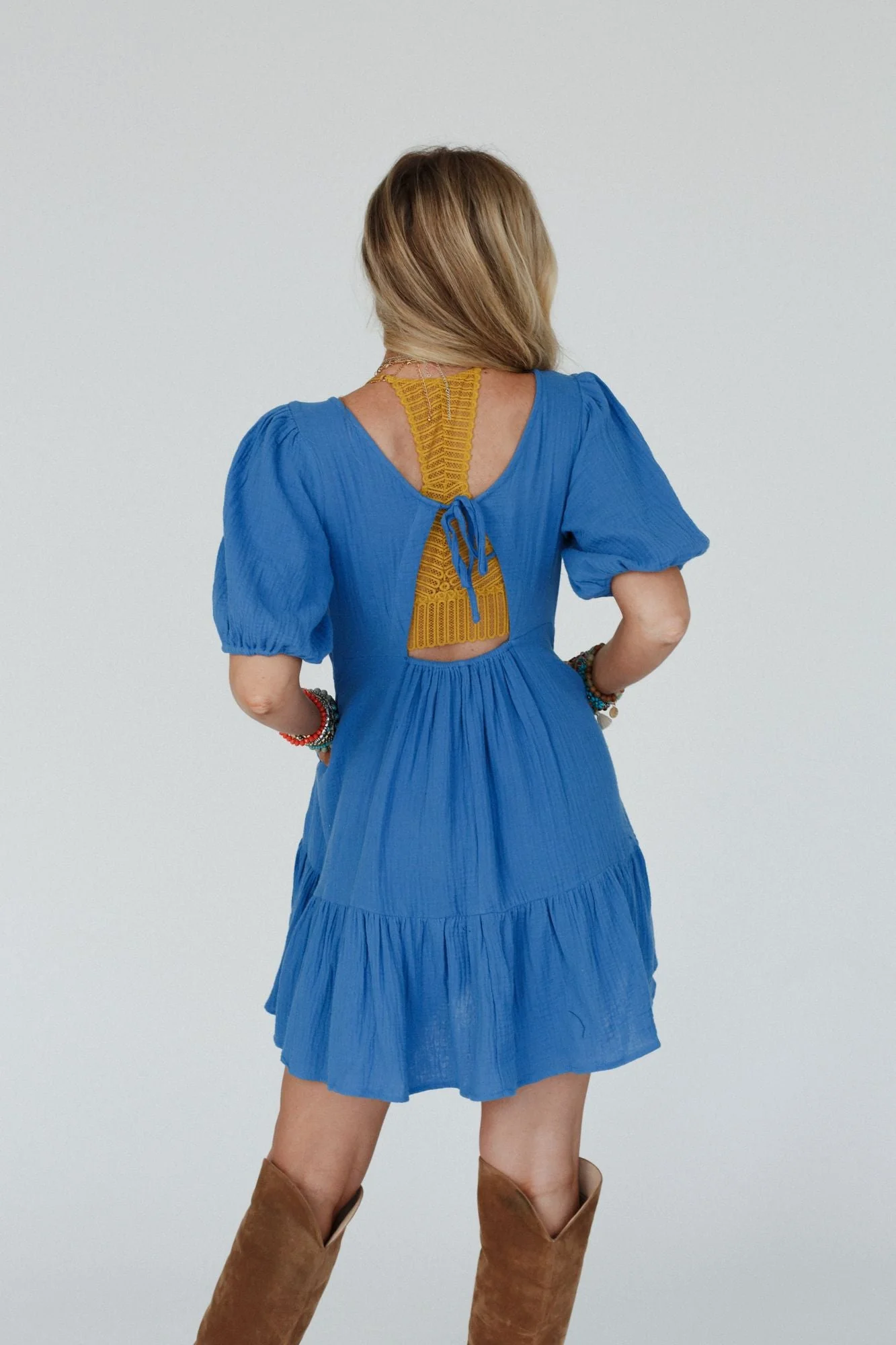 Need To Breathe Puff Sleeve Dress - Blue - Image 2