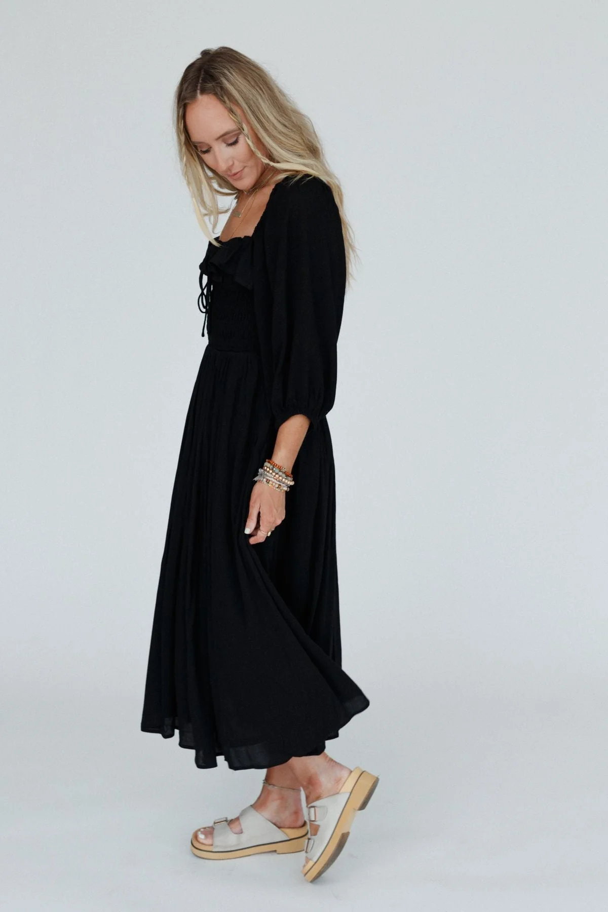 Neverland Smocked Maxi Dress - Black - Image 4