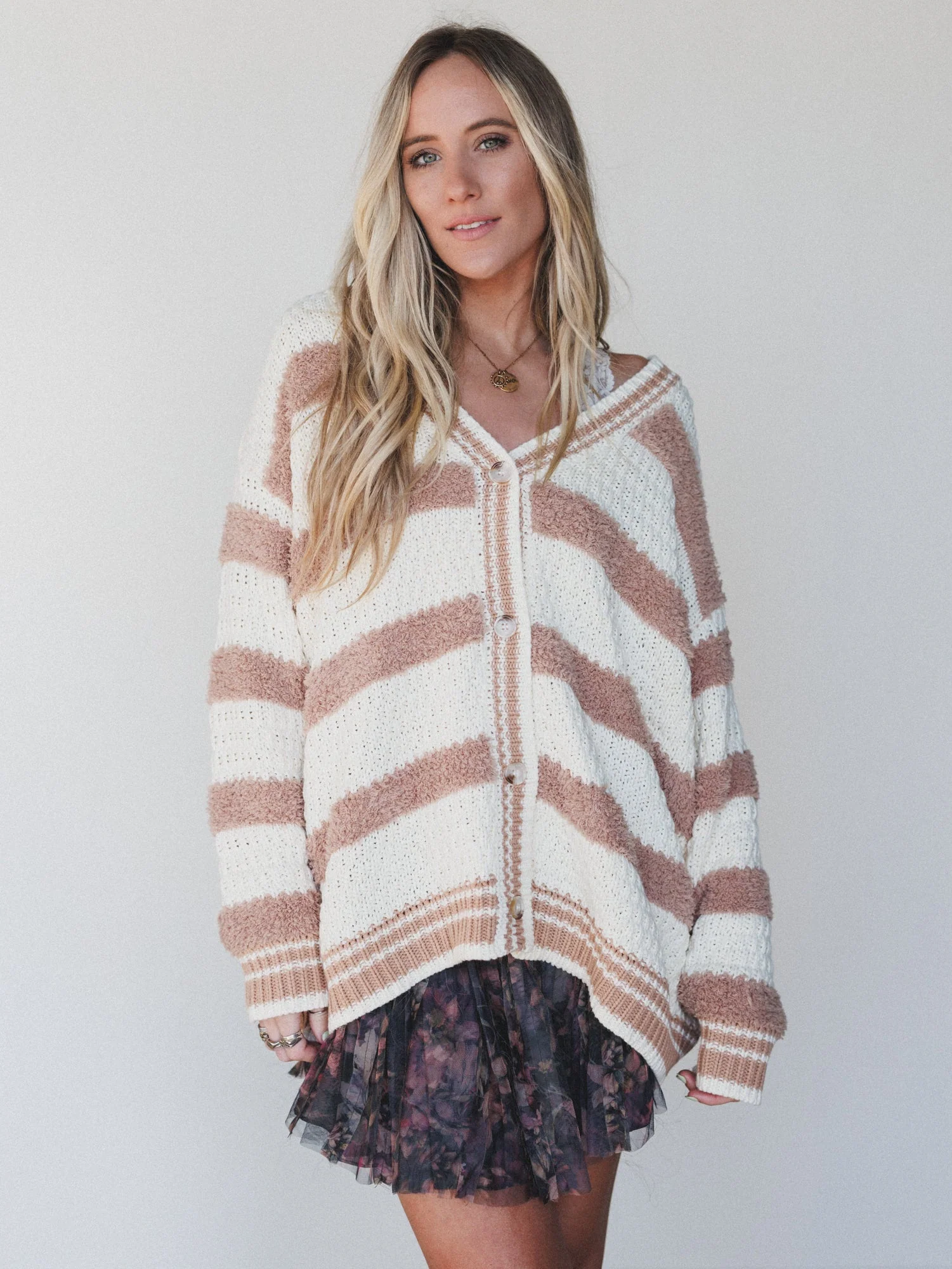 Newport Button Down Cardigan - Cream - Image 5