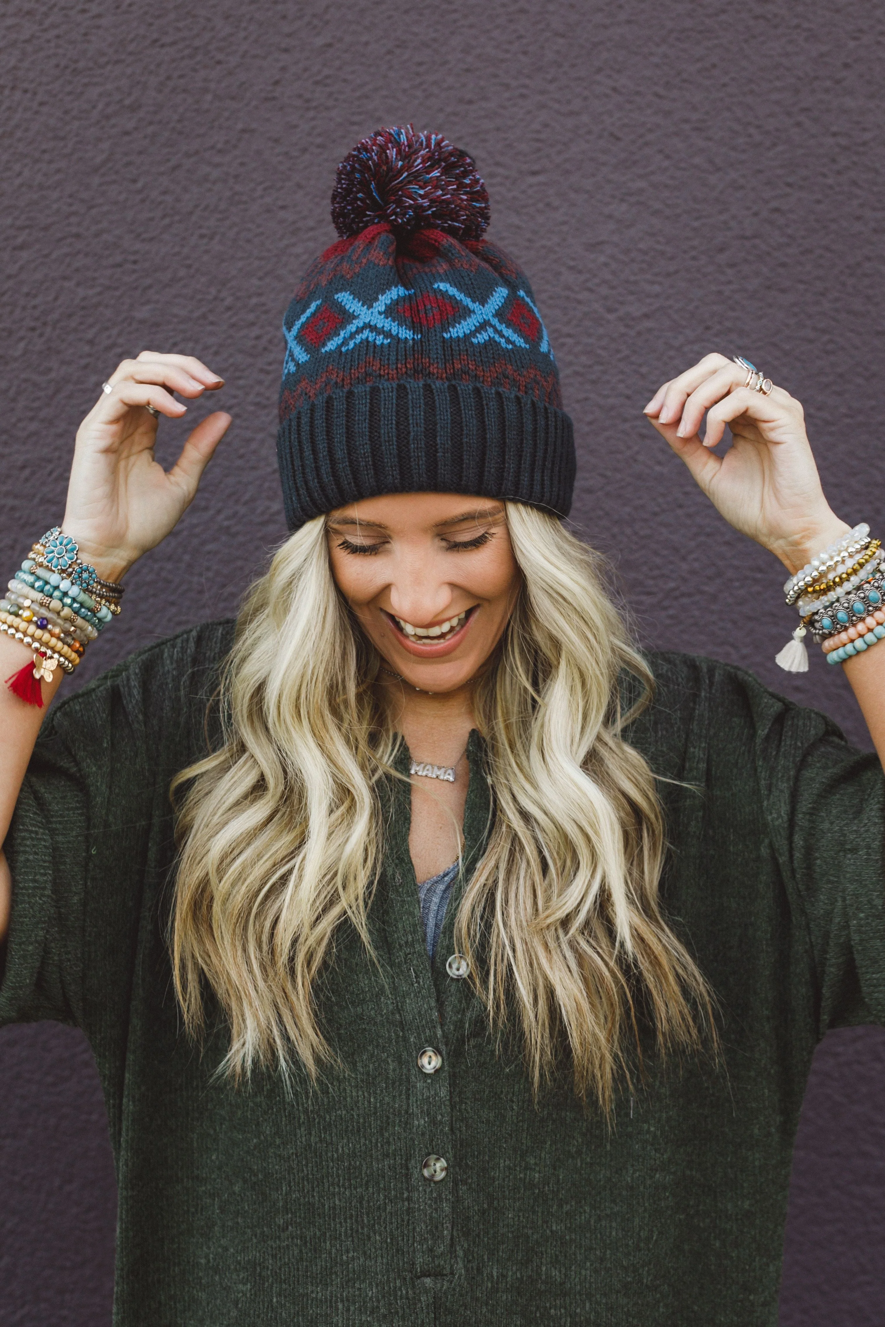 Nili Pom Beanie - Blue Multi - Image 2