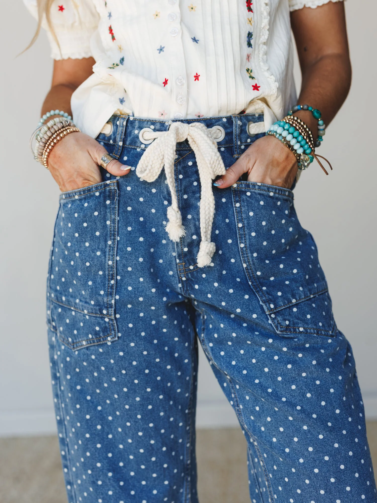 Nina Polka Dot Jeans - Denim - Image 3