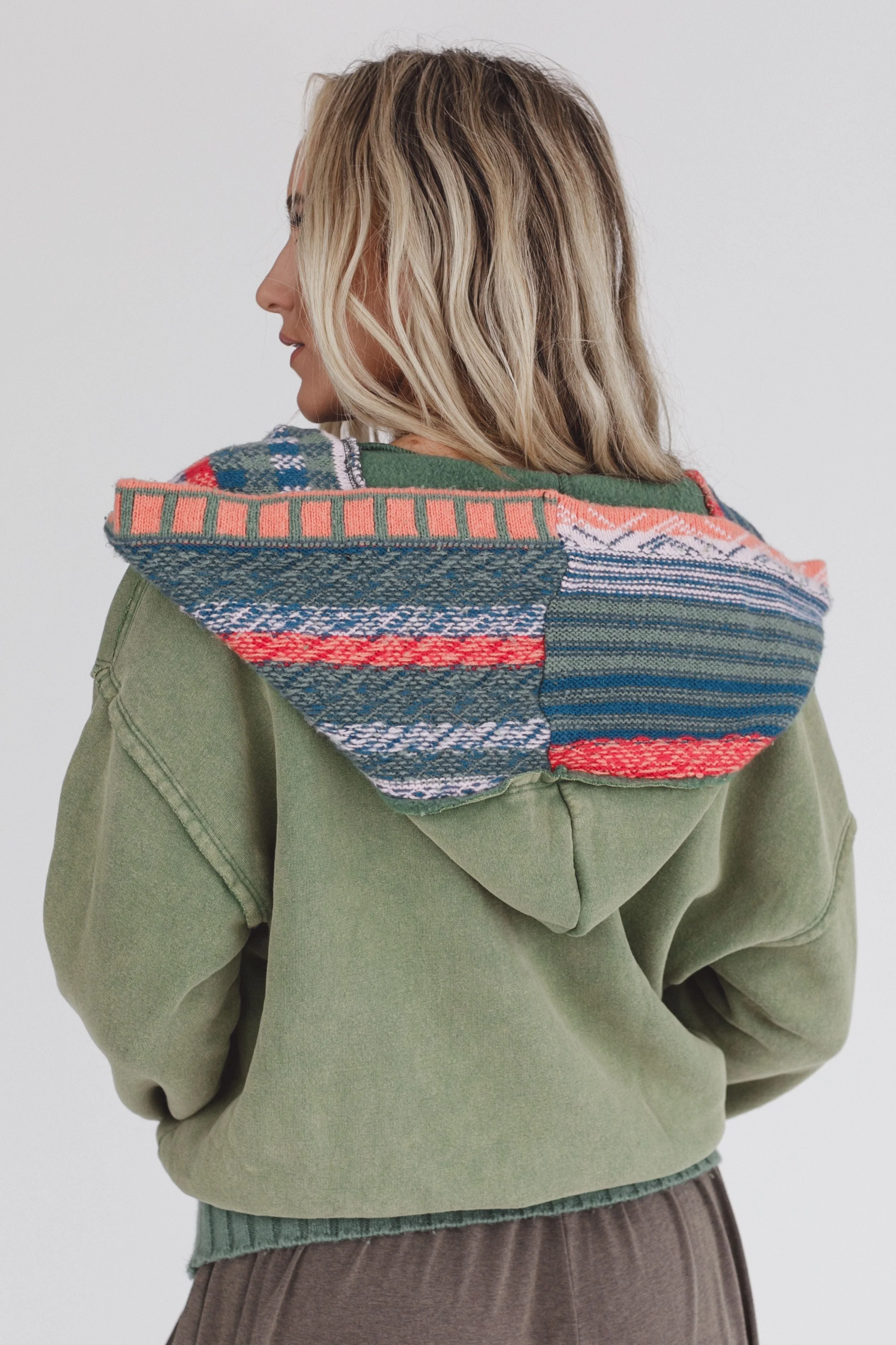 Nori Hoodie Pullover Top - Sage - Image 3