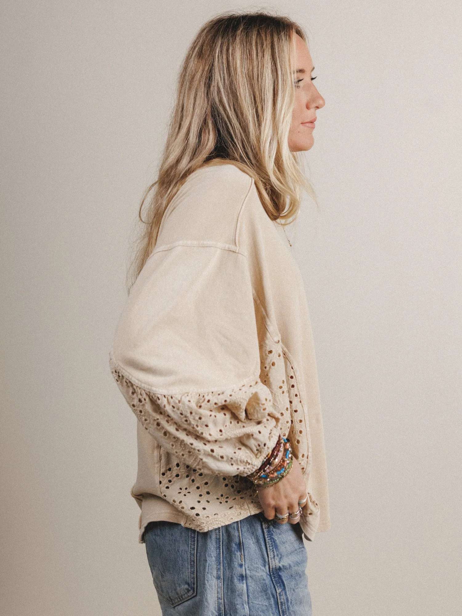 On Point Eyelet Knit Top - Natural - Image 5