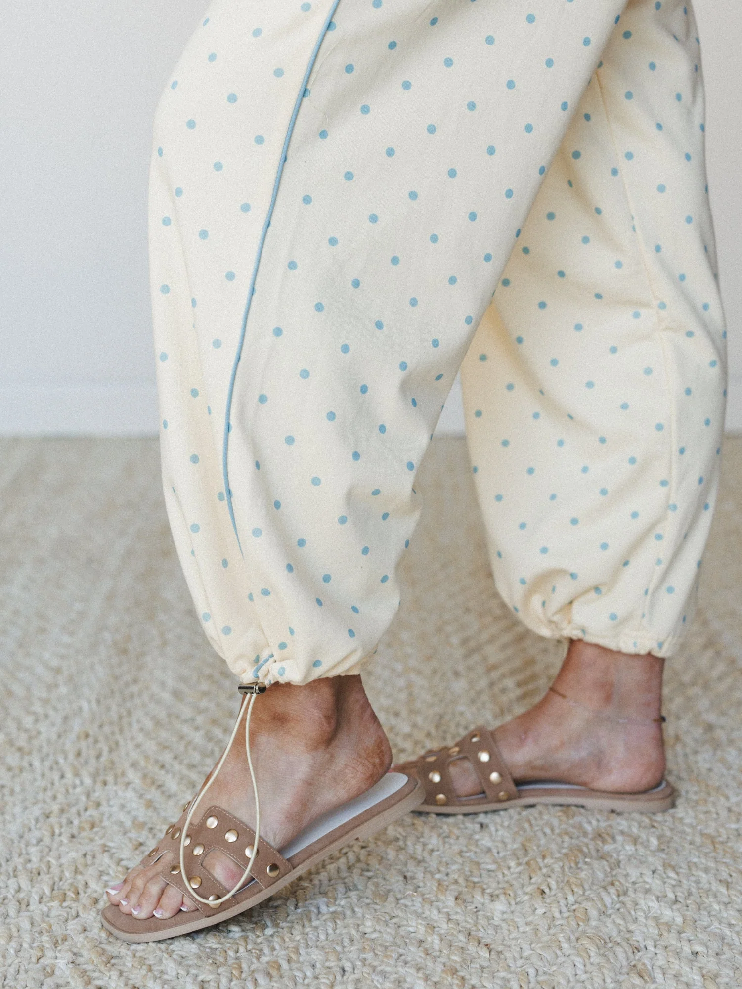 On the Chase Polka Dot Pants - Butter Yellow Blue - Image 3