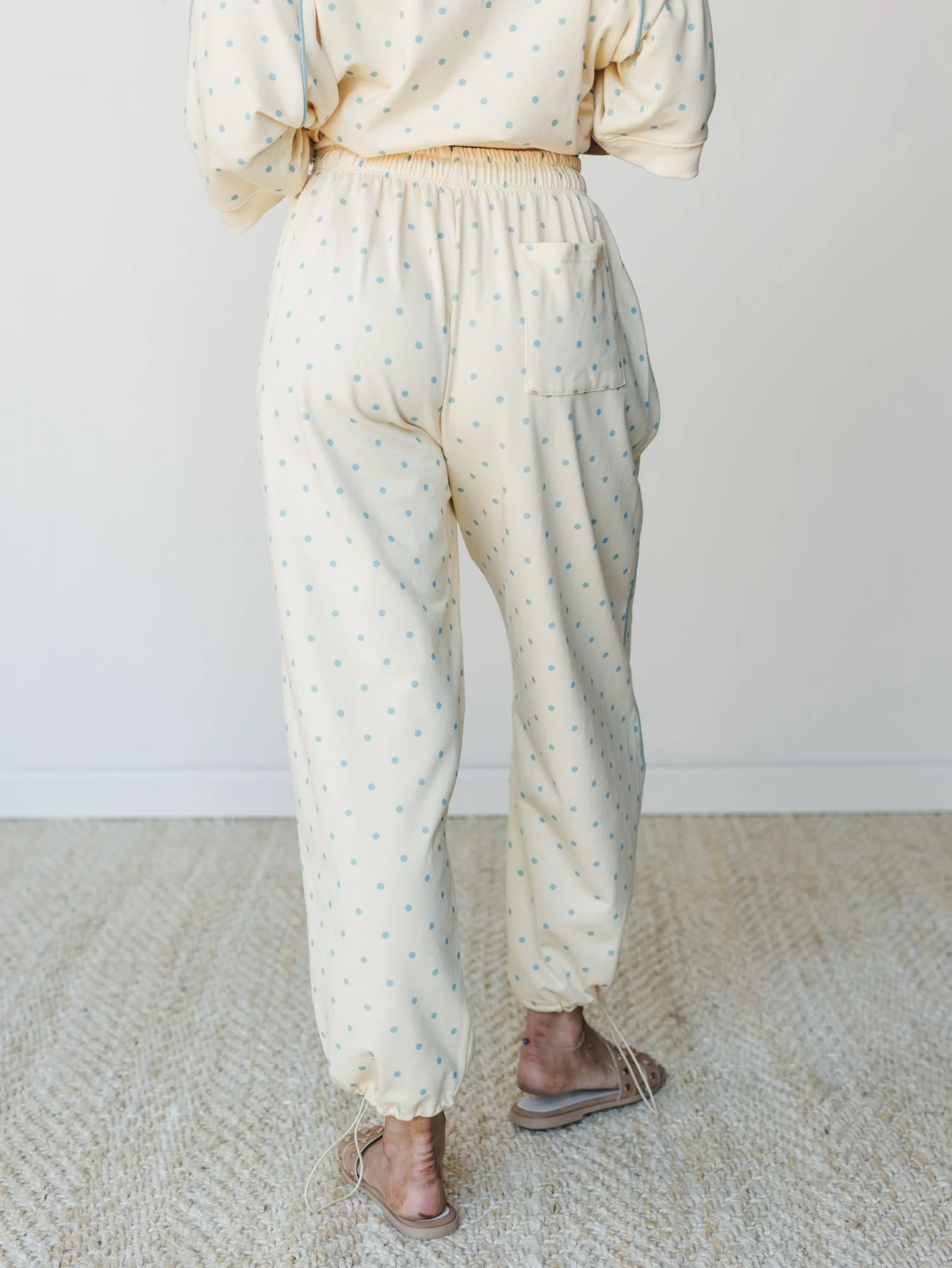 On the Chase Polka Dot Pants - Butter Yellow Blue - Image 5
