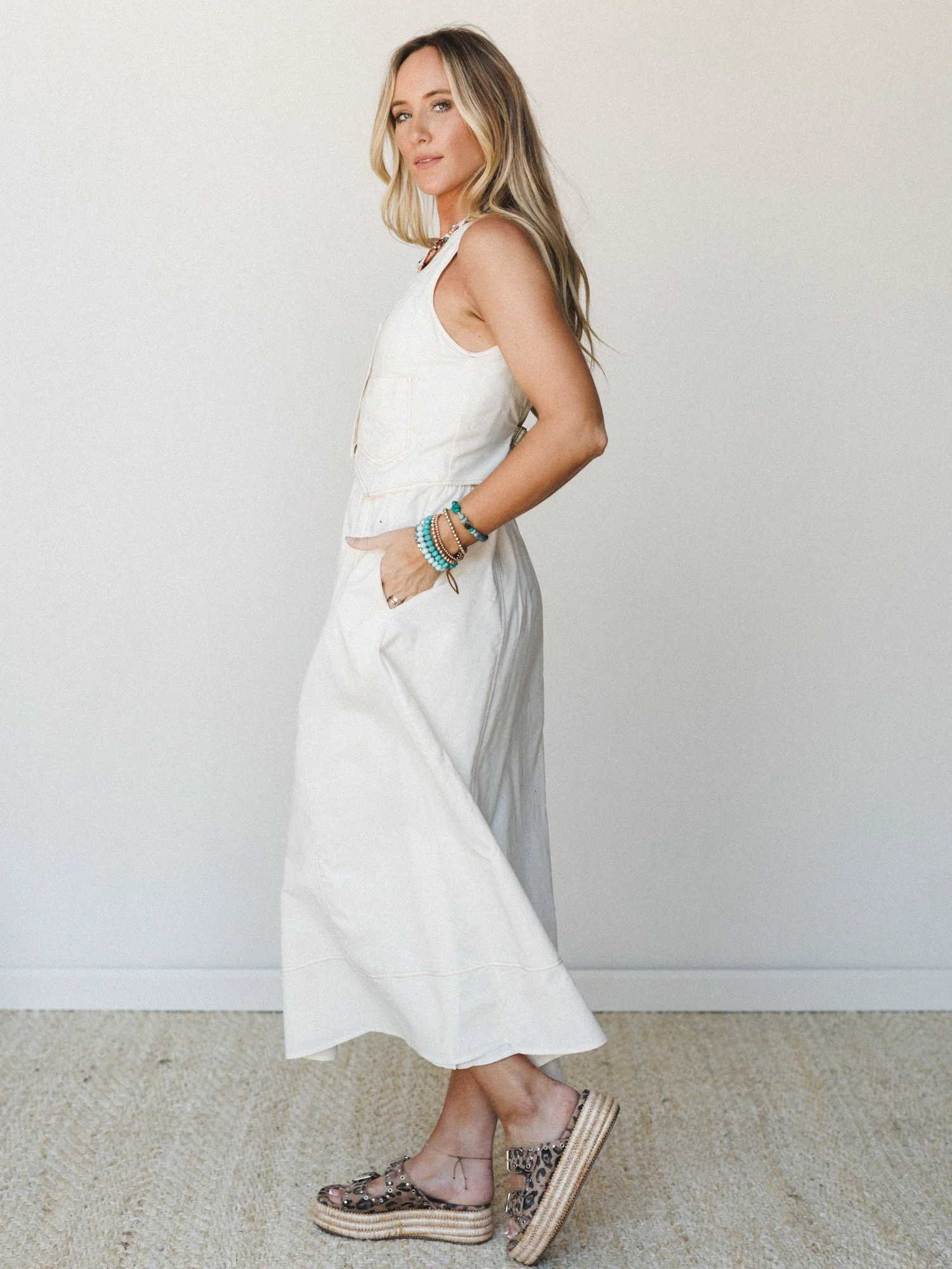 On the Run Denim Maxi Dress - Ivory - Image 4