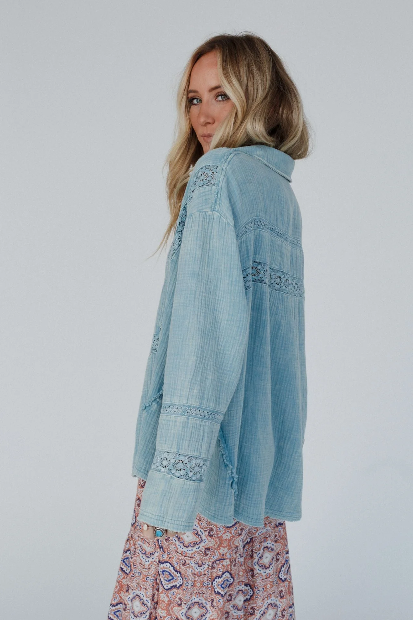 One In A Million Button Down Top - Blue - Image 4