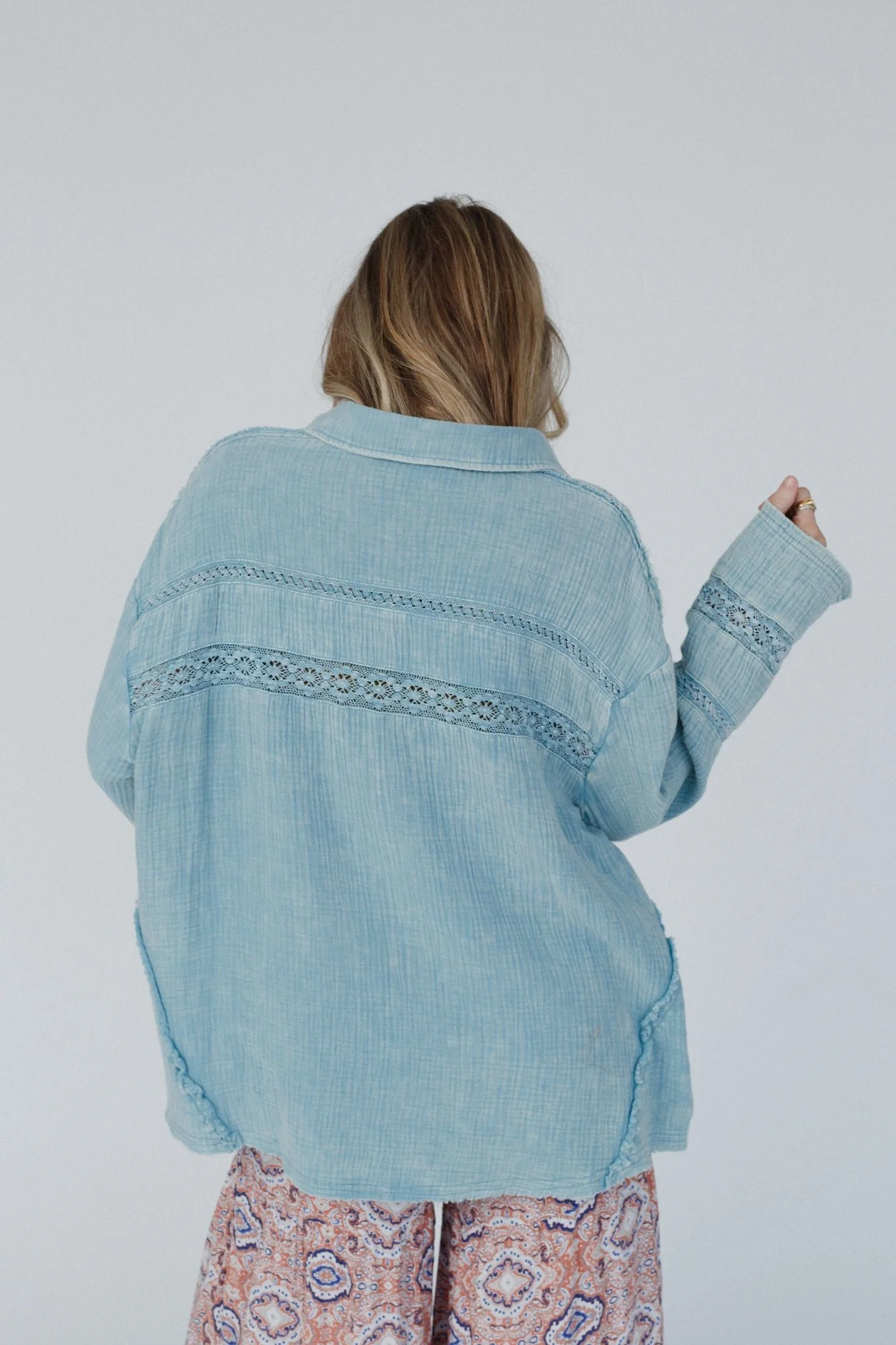 One In A Million Button Down Top - Blue - Image 5