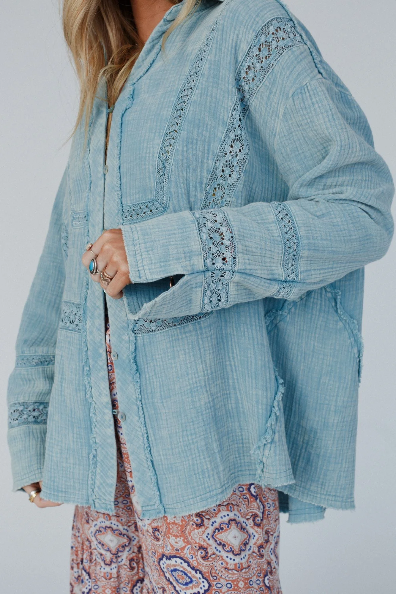 One In A Million Button Down Top - Blue - Image 8