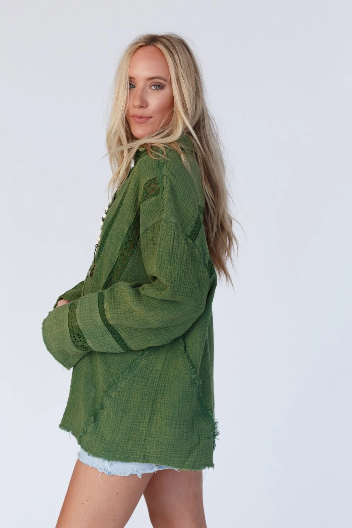 One In A Million Button Down Top - Green - Image 4