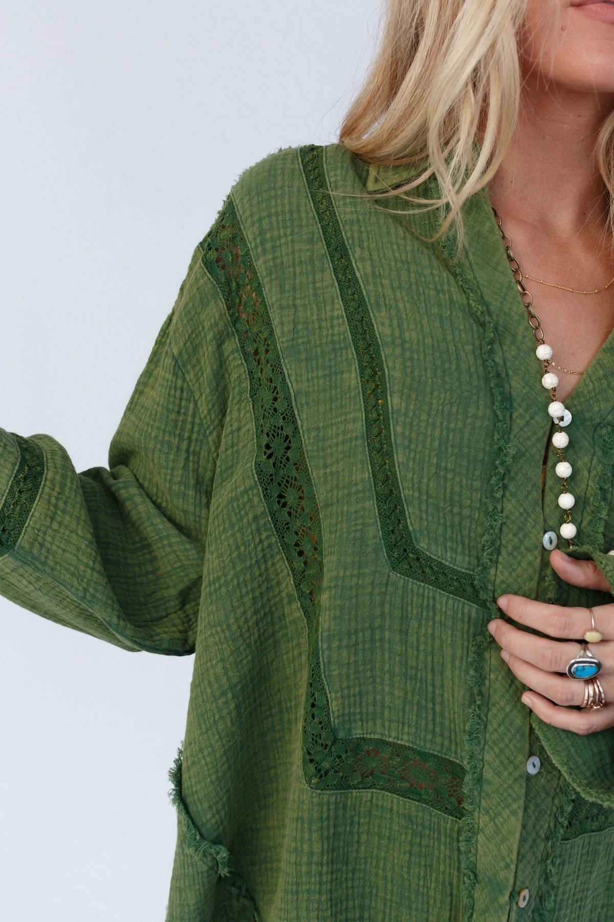 One In A Million Button Down Top - Green - Image 6