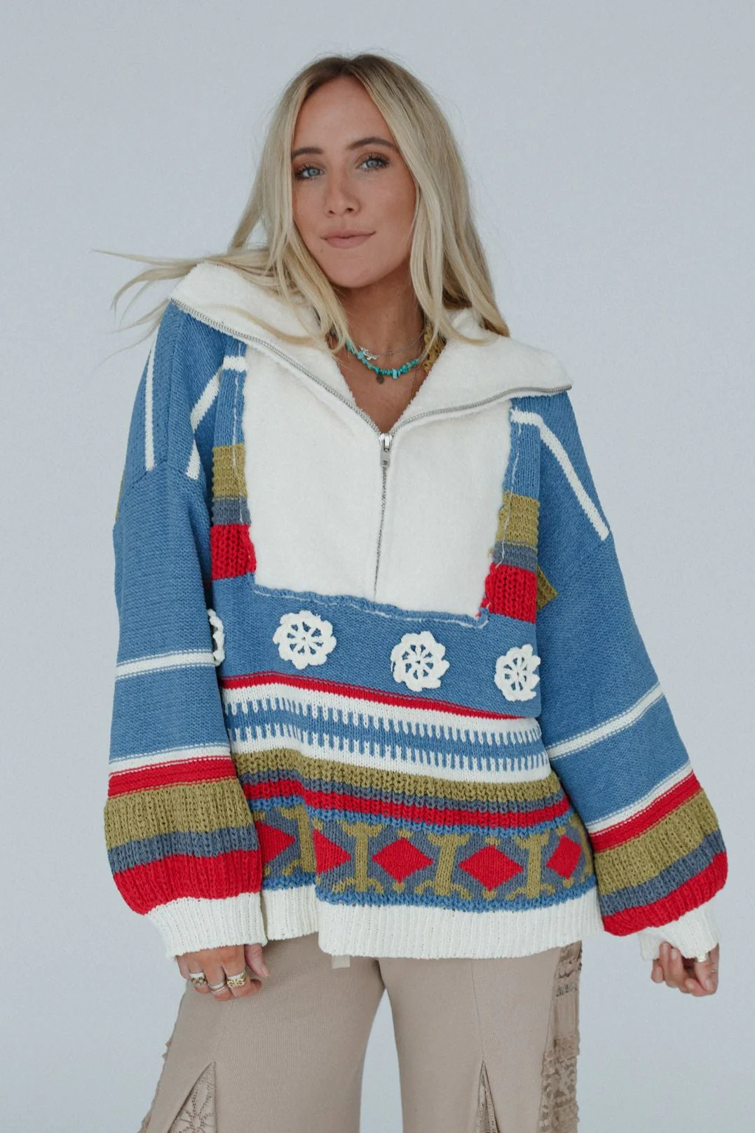 Opal Patterned Pullover - Blue Multi - Image 5