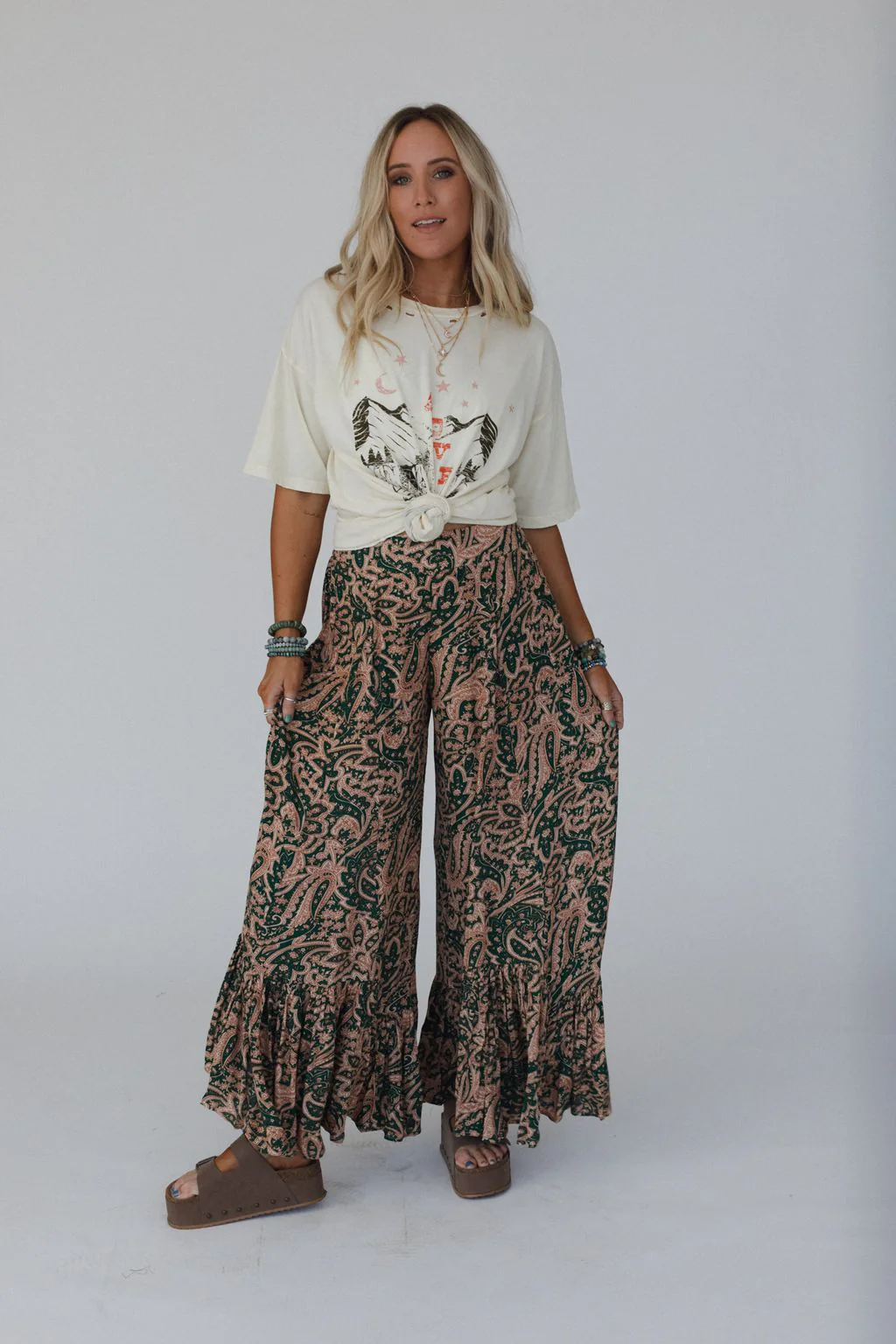 Paisley Dream Ruffled Pants - Green - Image 3