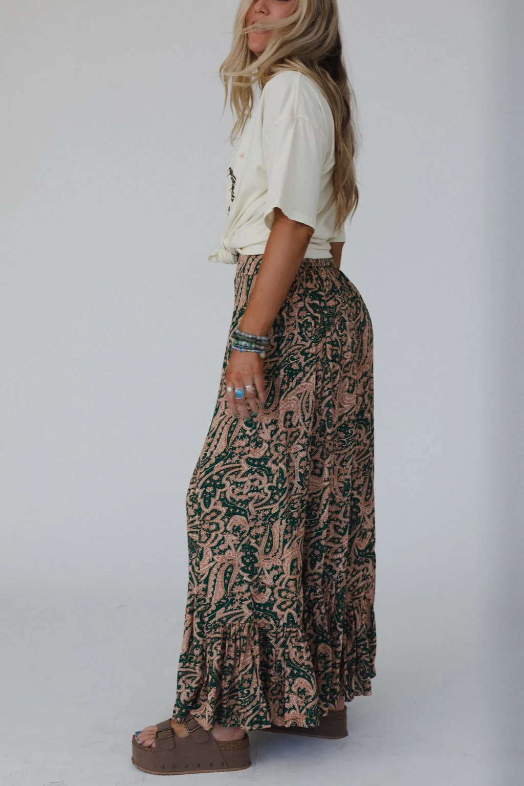 Paisley Dream Ruffled Pants - Green - Image 7