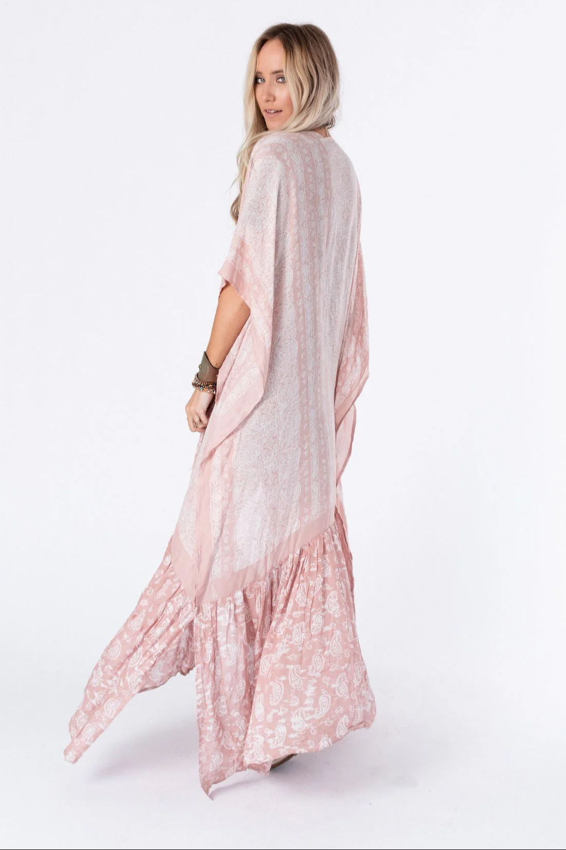 Paisley Tapestry Free Flow Duster Kimono - Blush - Image 4