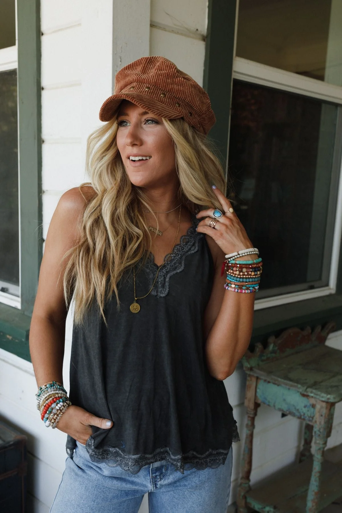 Palm Desert Lace Trim Top - Black - Image 8