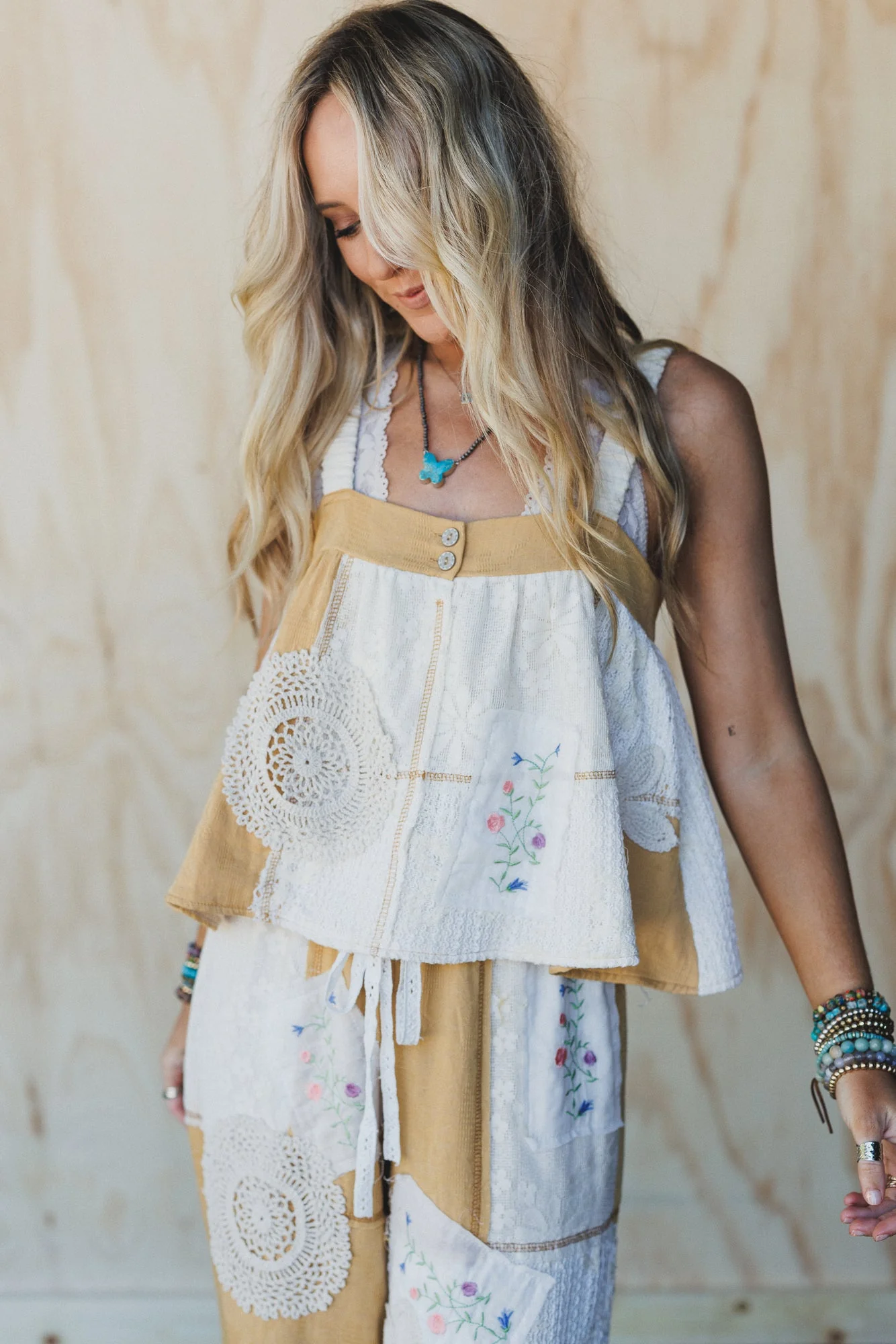 Patchwork Parade Woven Top - Mustard - Image 5