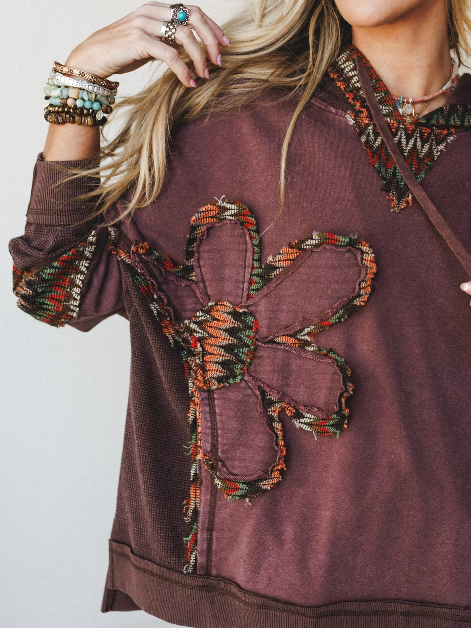 Patchwork Poppy Sweater - Brown - Image 4
