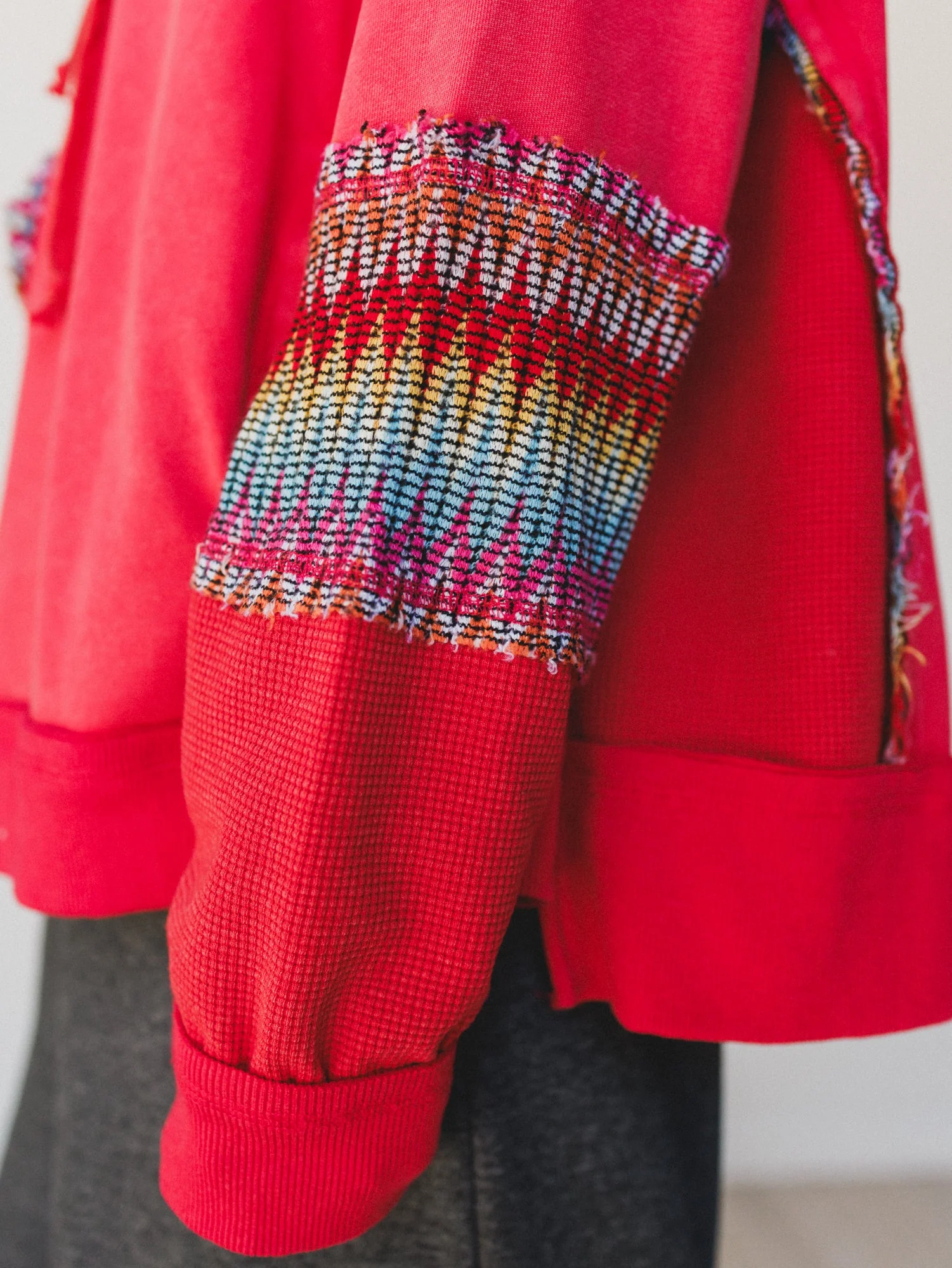 Patchwork Poppy Sweater - Red - Image 3