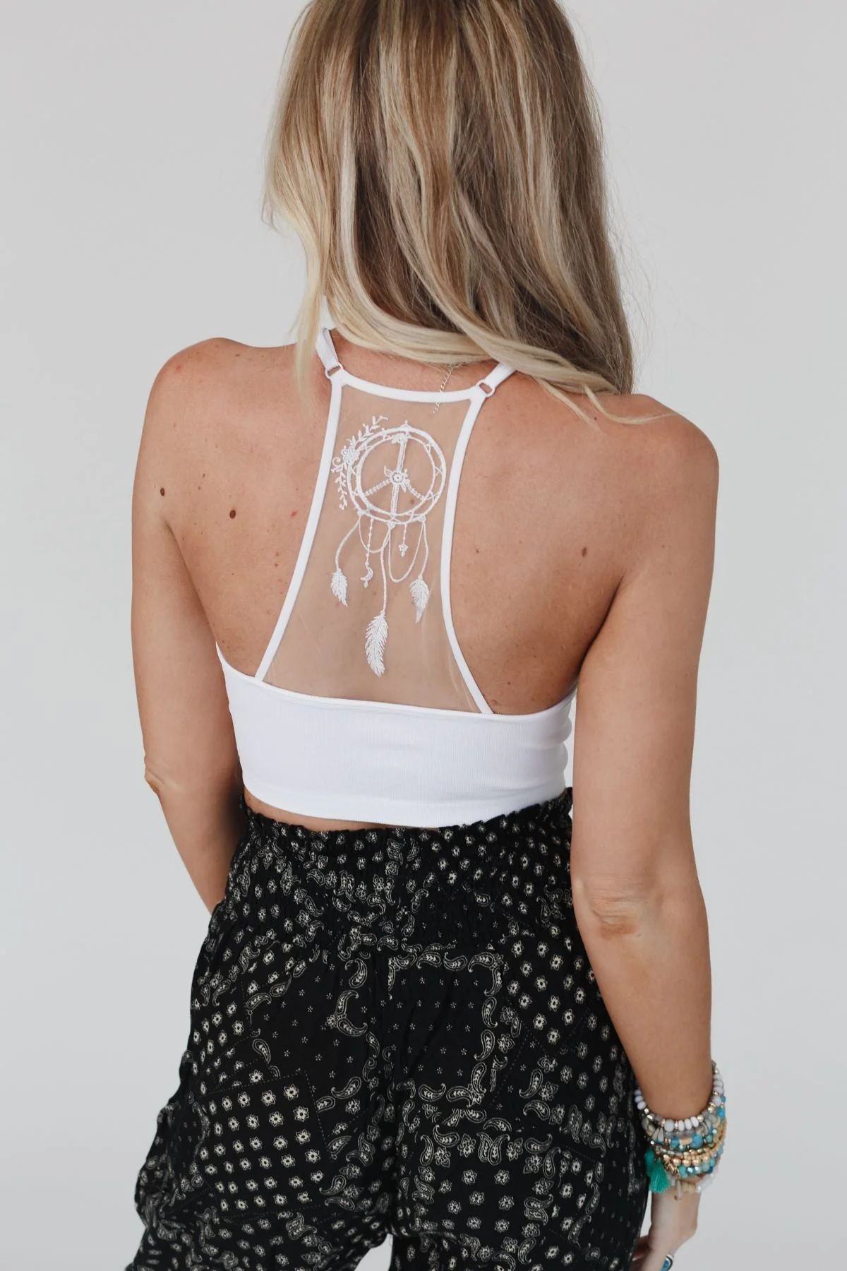 Peace Dreamcatcher Tattoo Bralette - White - Image 4