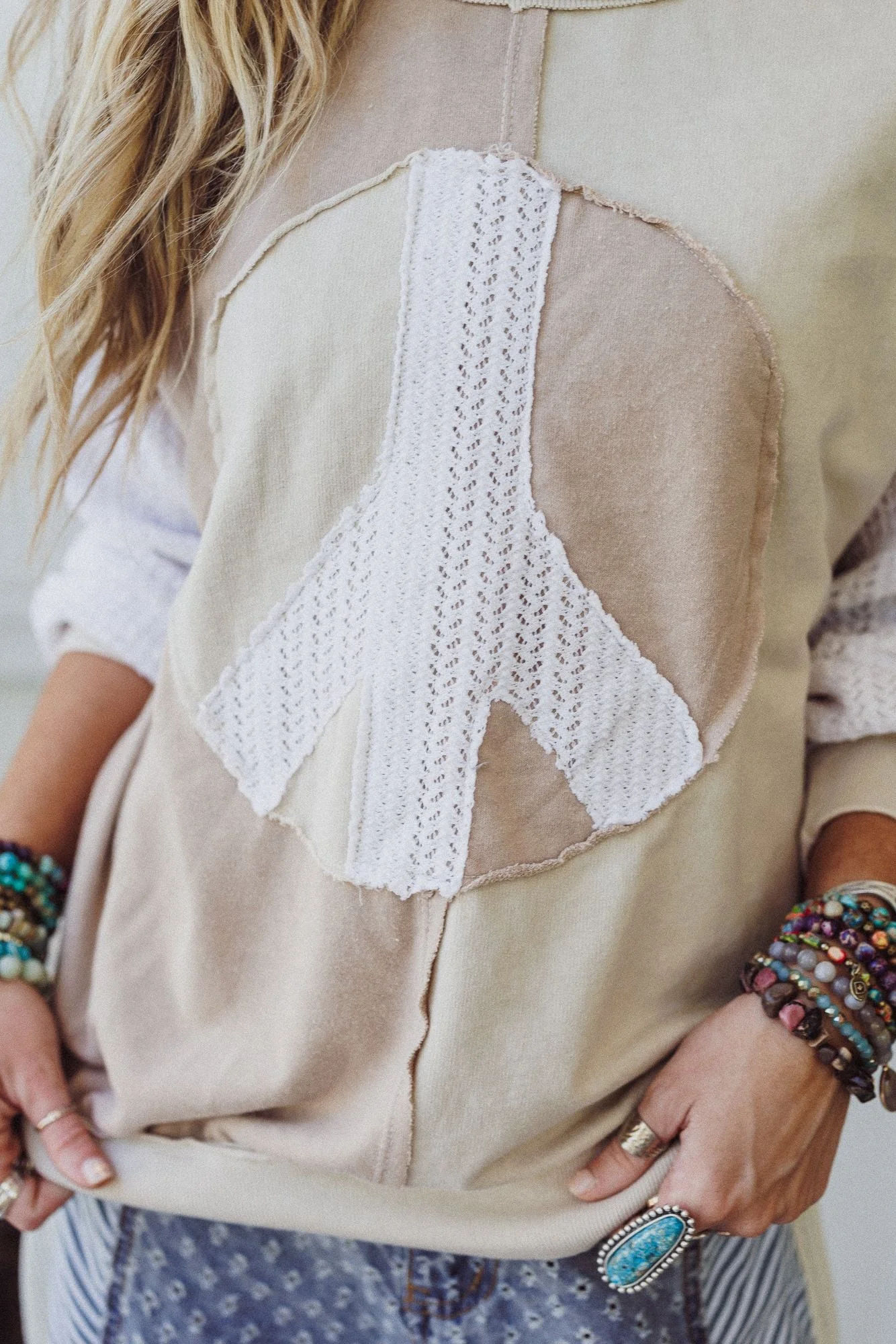 Peace Wave Knit Top - Natural - Image 4
