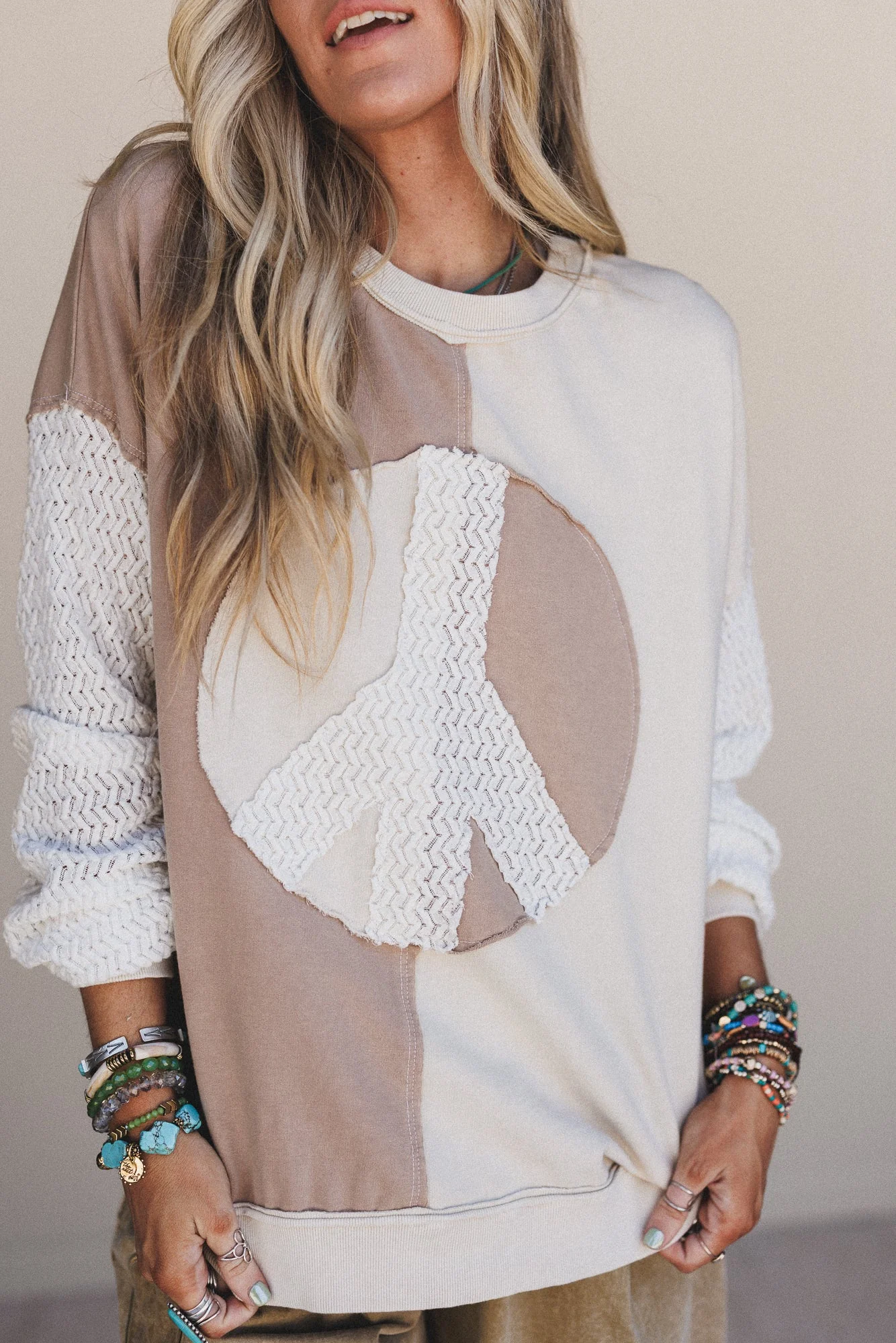 Peace Wave Knit Top - Natural - Pre Order - Image 2