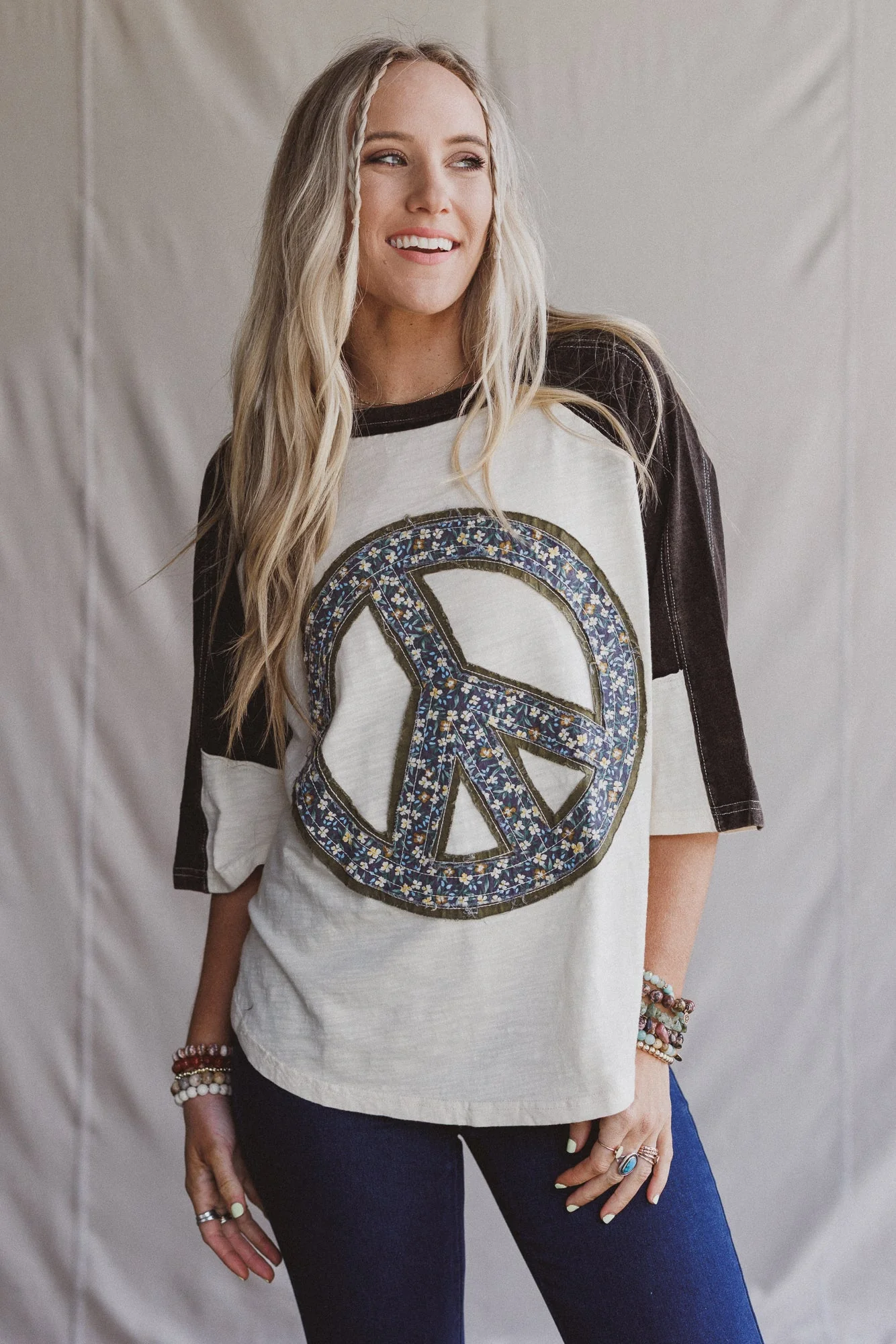 The Nest Peaceful Contrast Top - Navy Ivory - Image 3