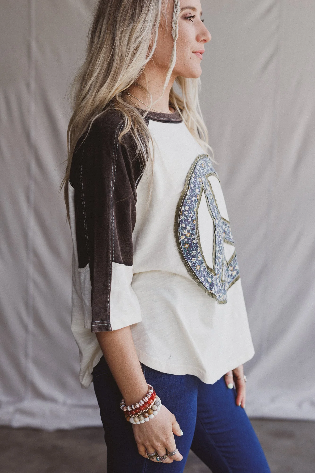 The Nest Peaceful Contrast Top - Navy Ivory - Image 4