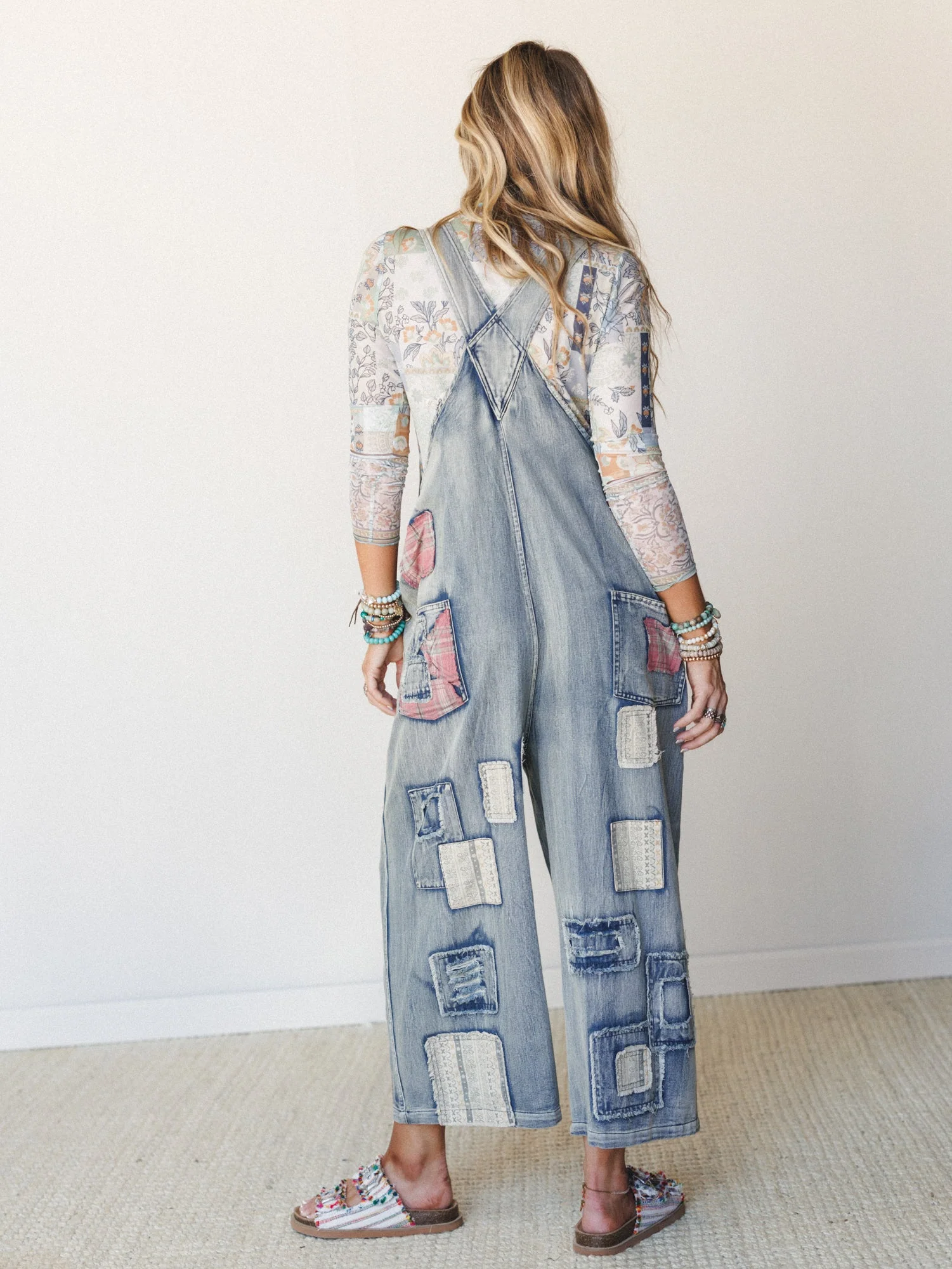 Perfectly Patched Denim Overalls - Washed Denim - Image 6