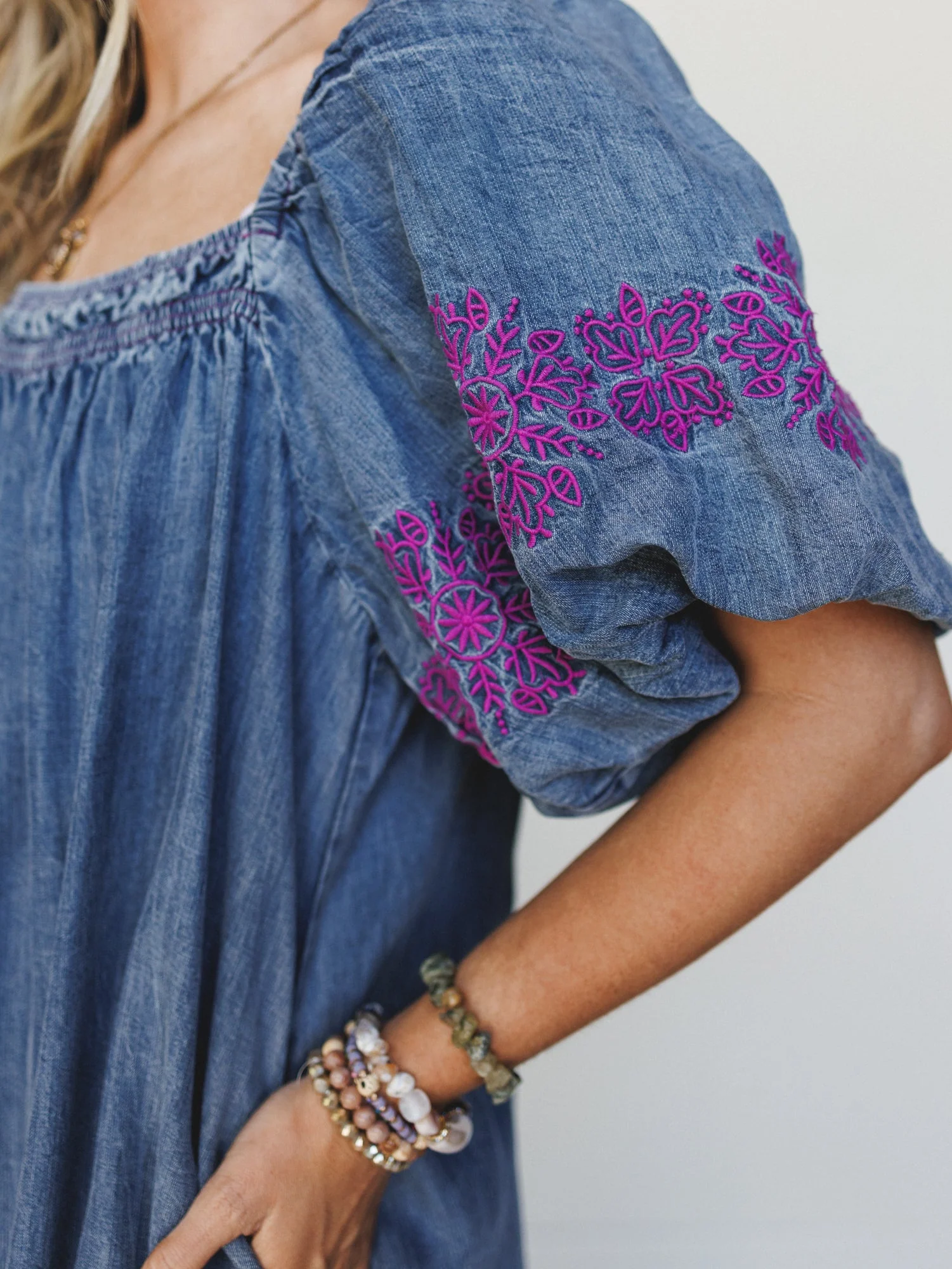 Petal Groove Dress - Washed Denim - Image 3