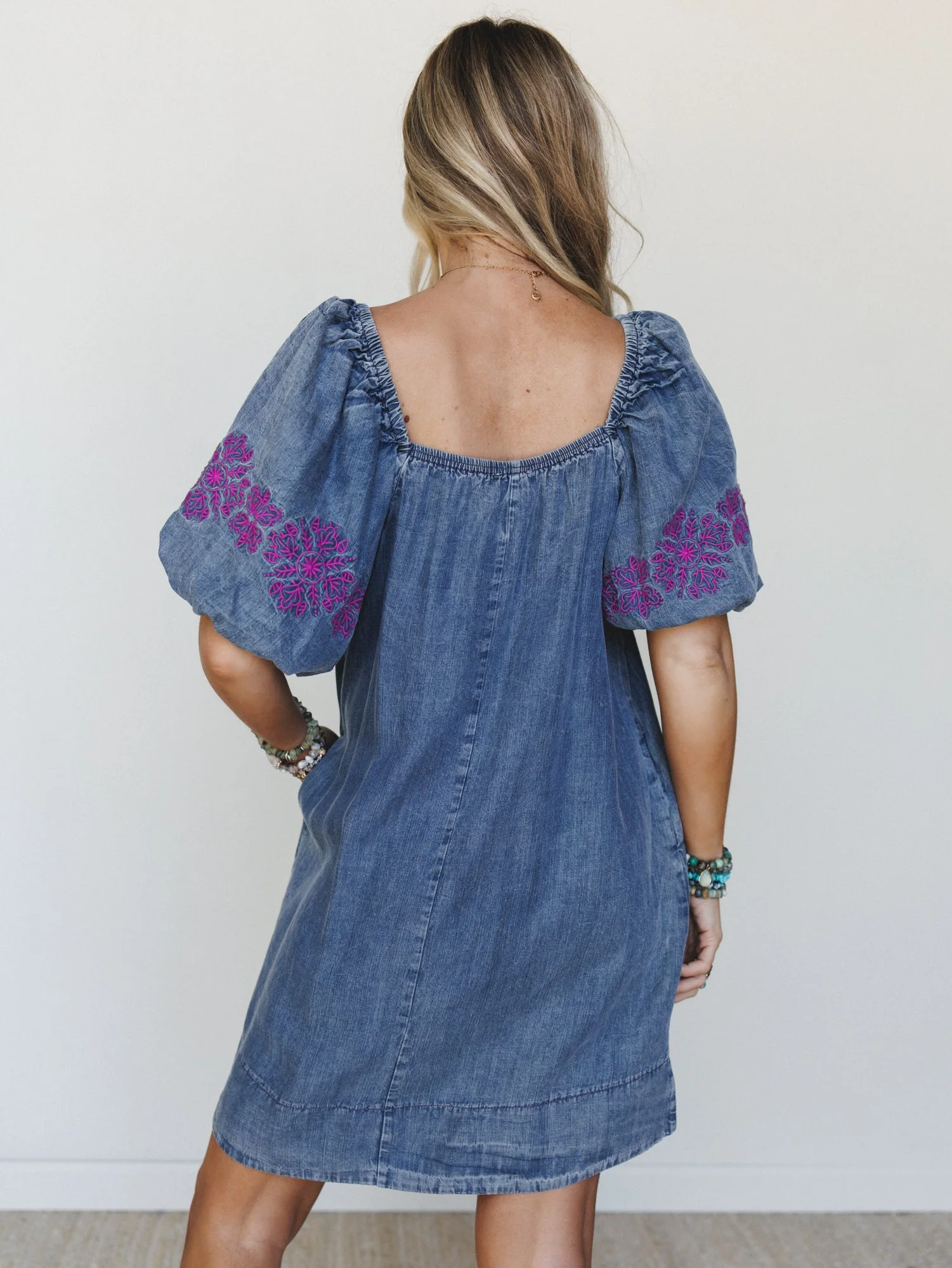 Petal Groove Dress - Washed Denim - Image 5