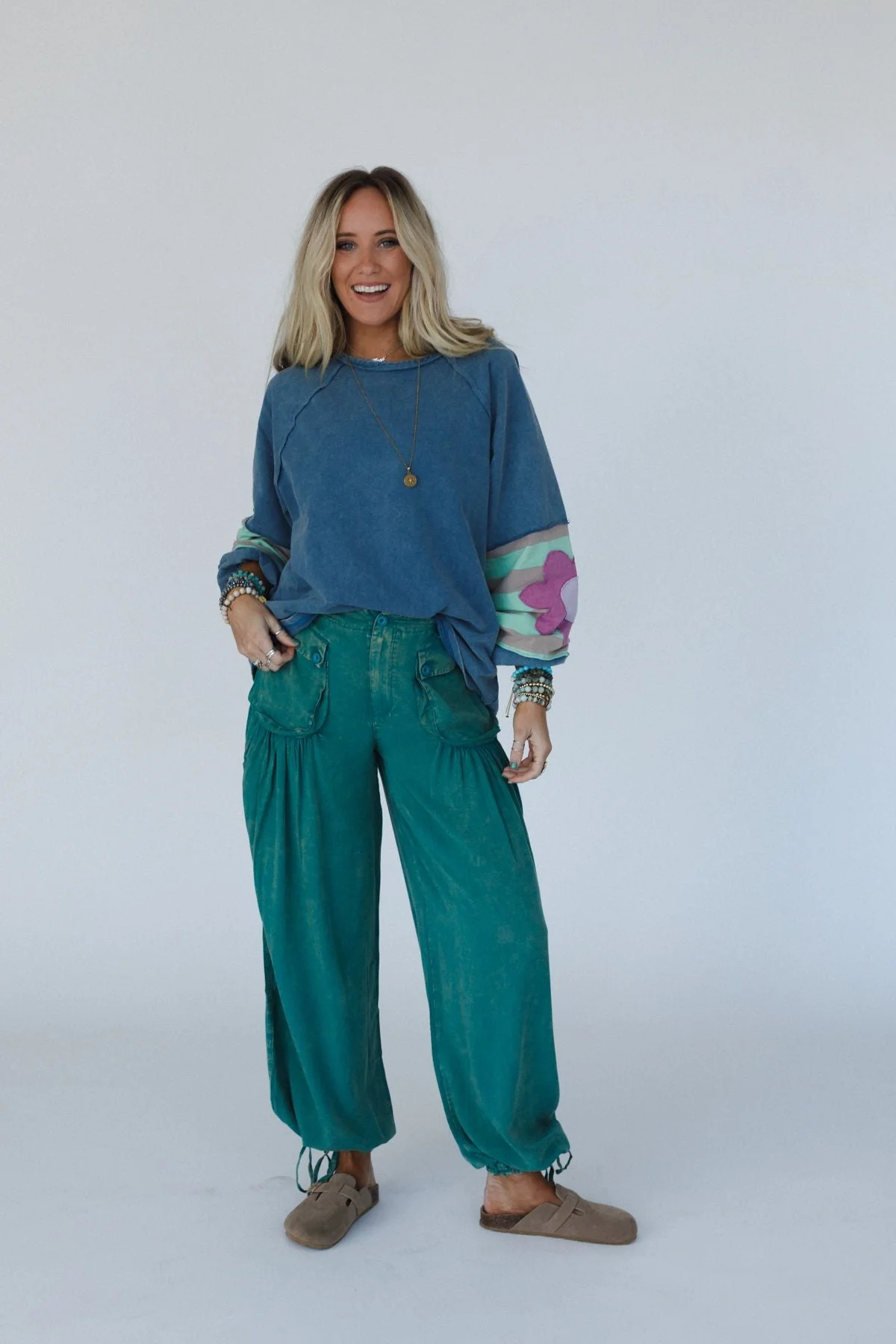Petal Patch Pullover Top - Blue - Image 5