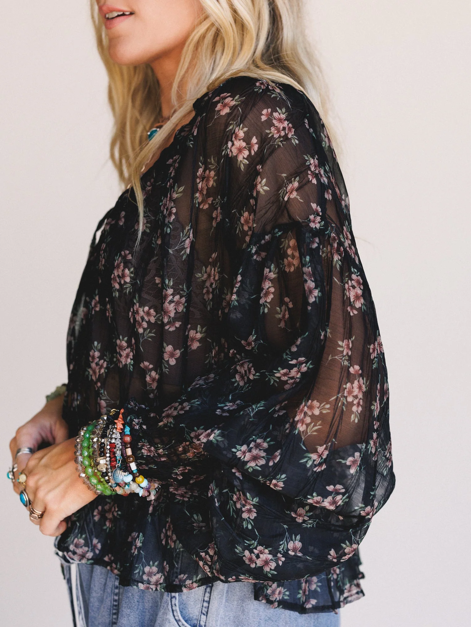 Petal Path Top - Black - Image 4