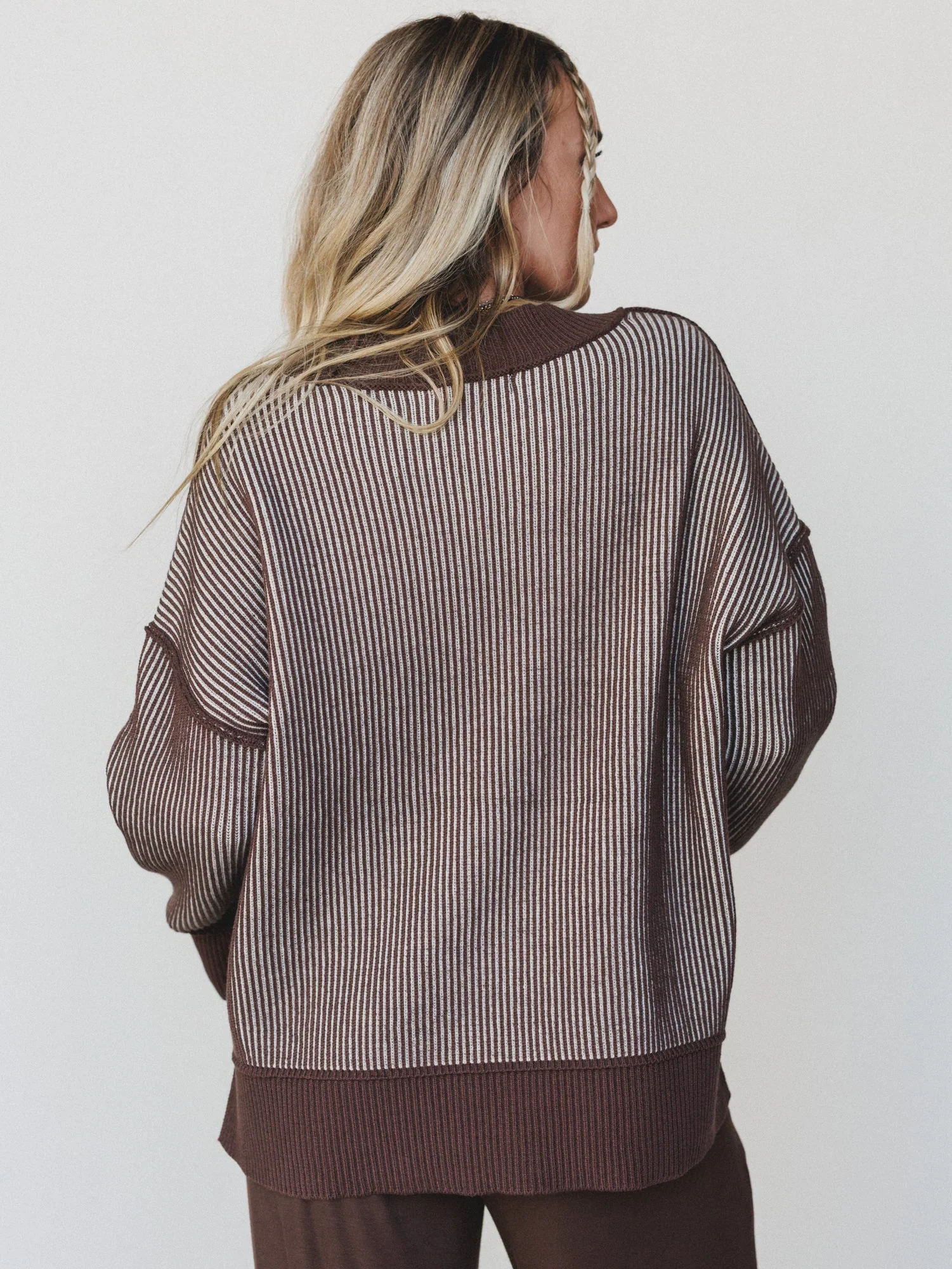 Peyton Striped Sweater - Brown - Image 5