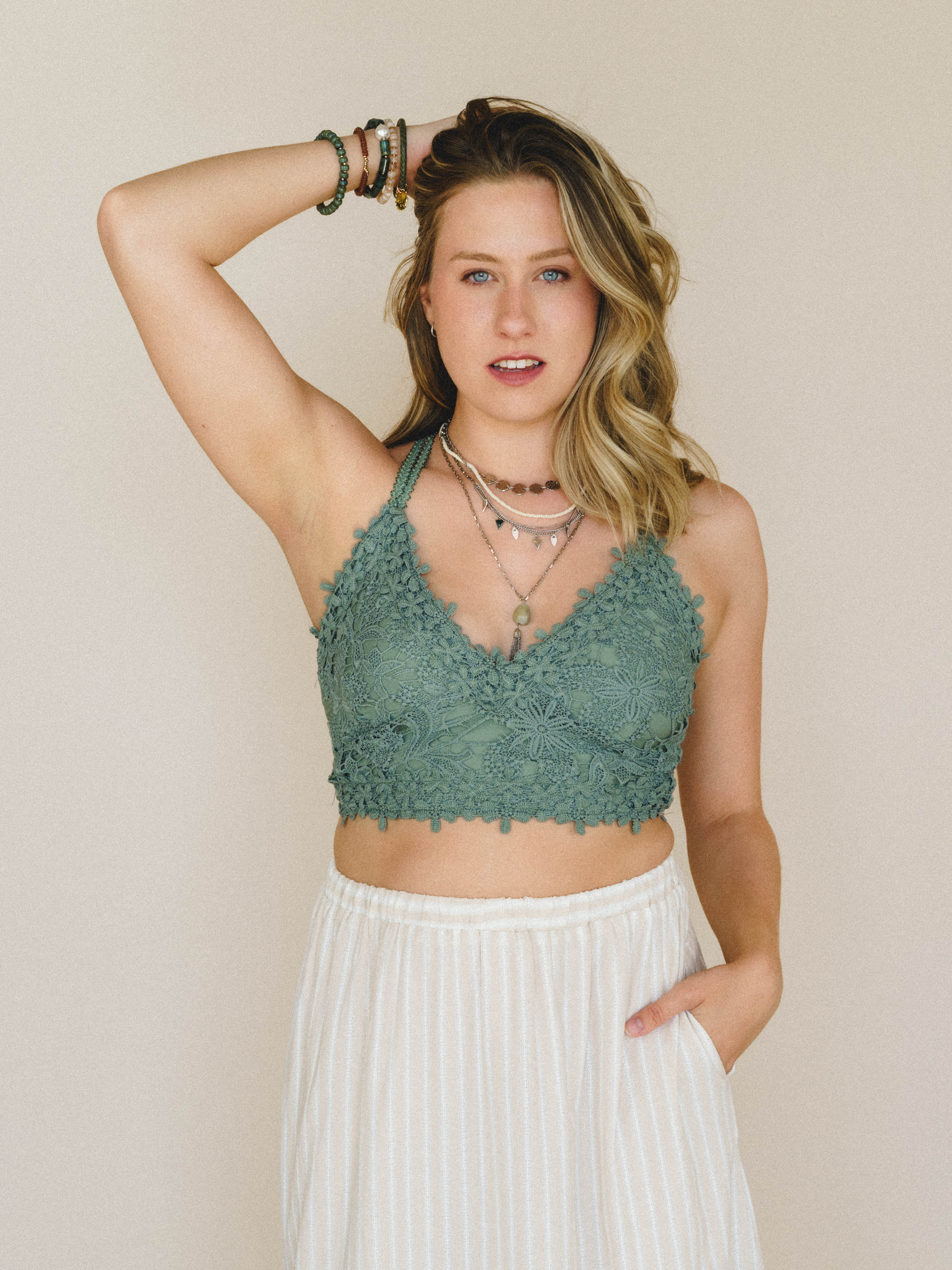 Picking Flowers Bralette - Dusty Emerald
