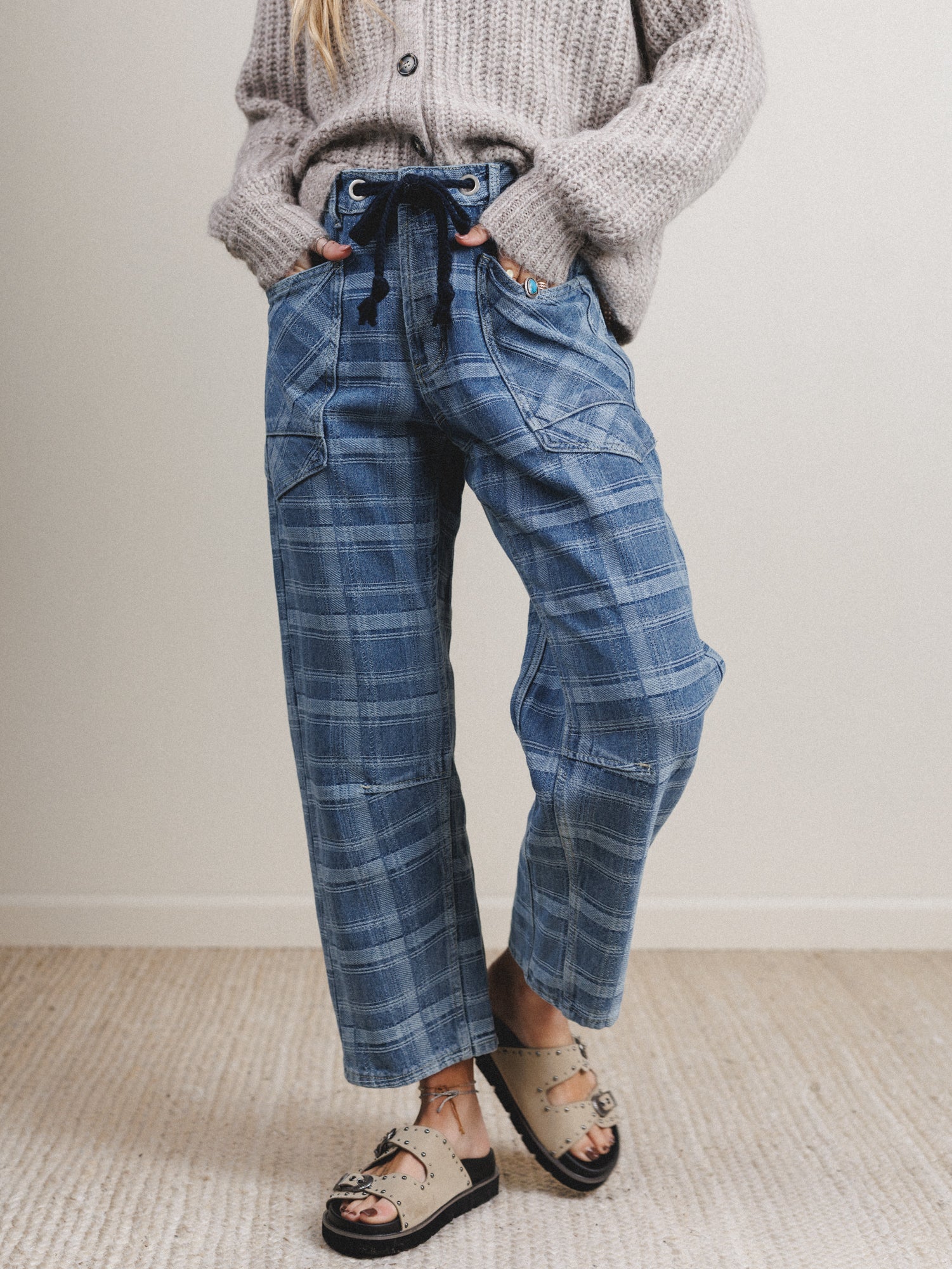 Pixie Party Jeans - Denim Plaid - Pre Order