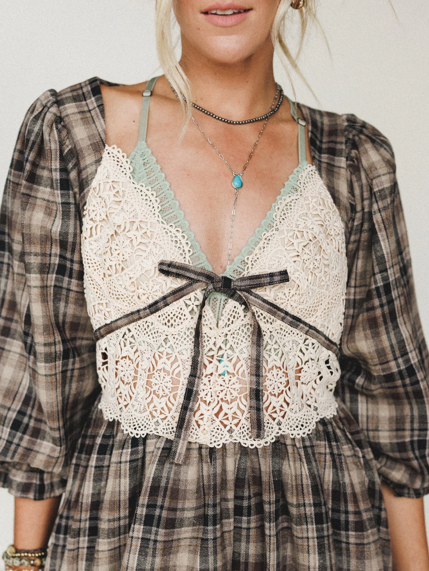 Plaid Revival Mini Dress - Natural - Image 3